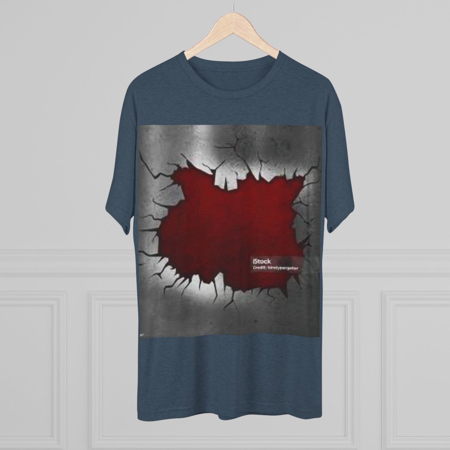 Bold Graphic Unisex Tri-Blend Crew Tee - Edgy Cracked Wall Design