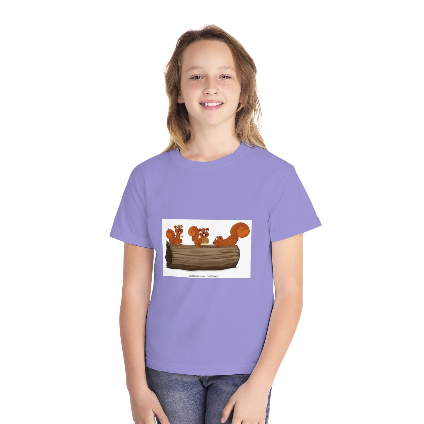 Playful Squirrel Youth Tee - Fun Animal Graphic T-Shirt for Kids