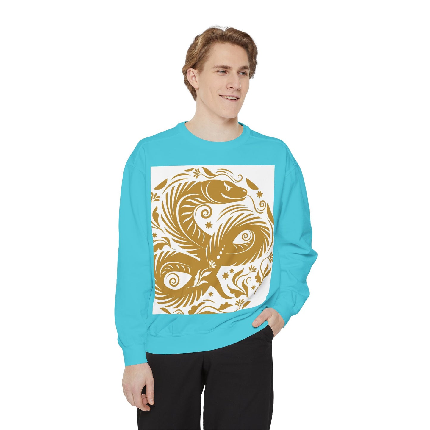 Cultural Vibe Unisex Garment-Dyed Sweatshirt - Tribal Mask & Animal Design