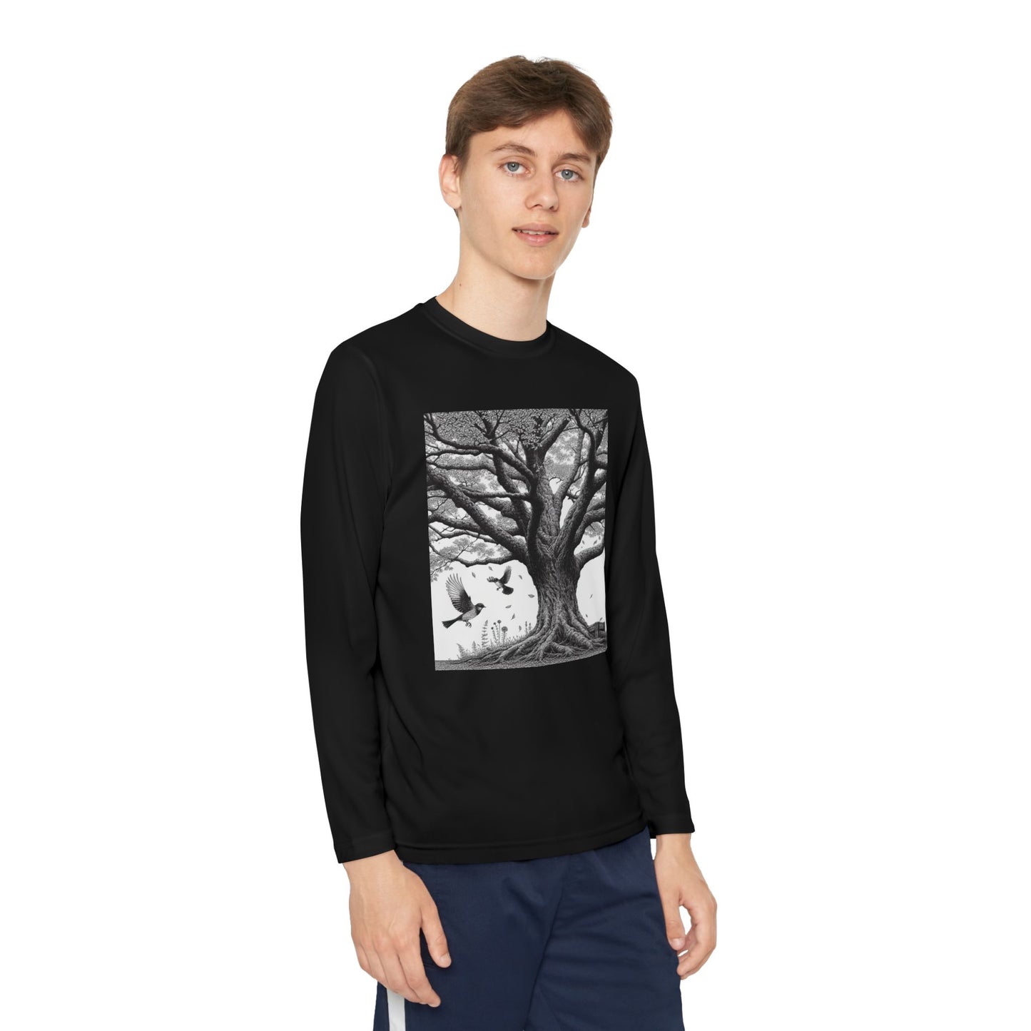 Youth Long Sleeve Tree Graphic Tee - Nature Inspired Design