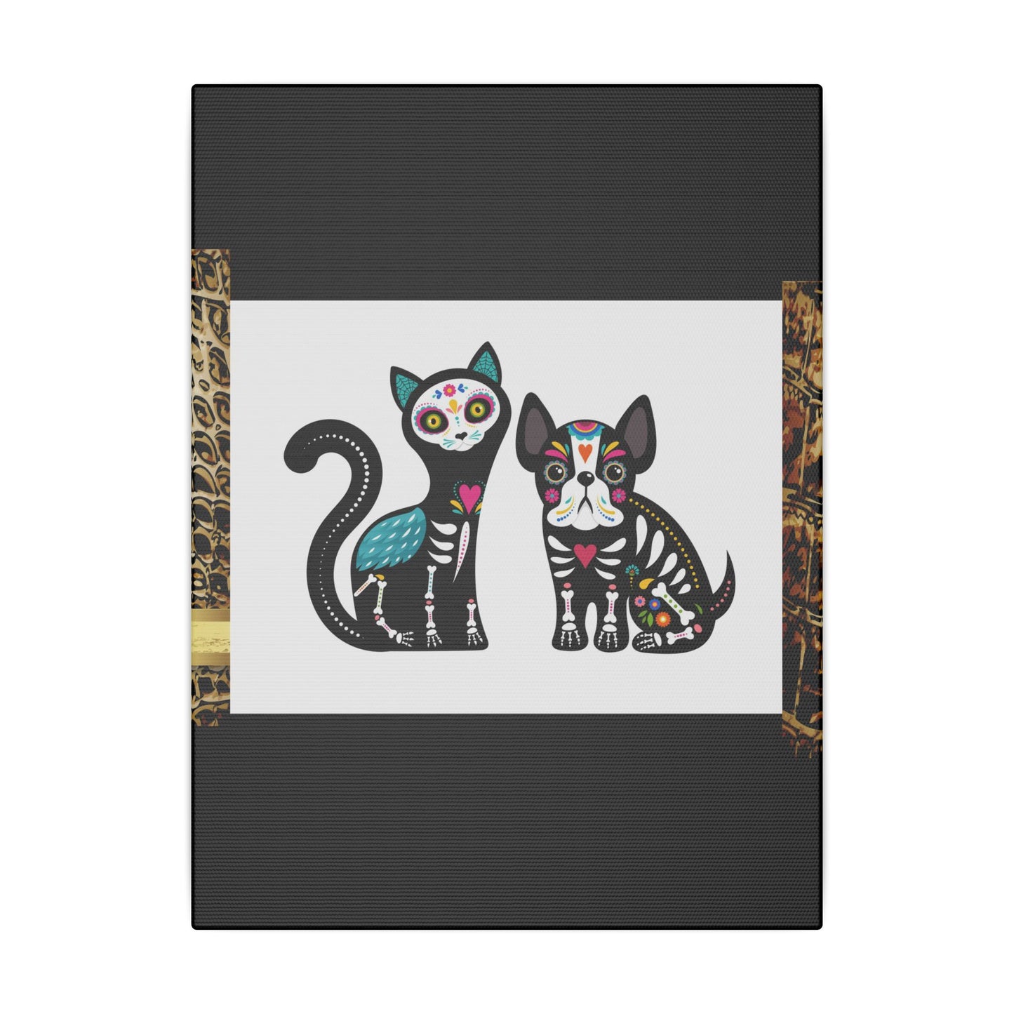 Day of the Dead Pet Canvas Art - Colorful Cat and Dog Wall Decor