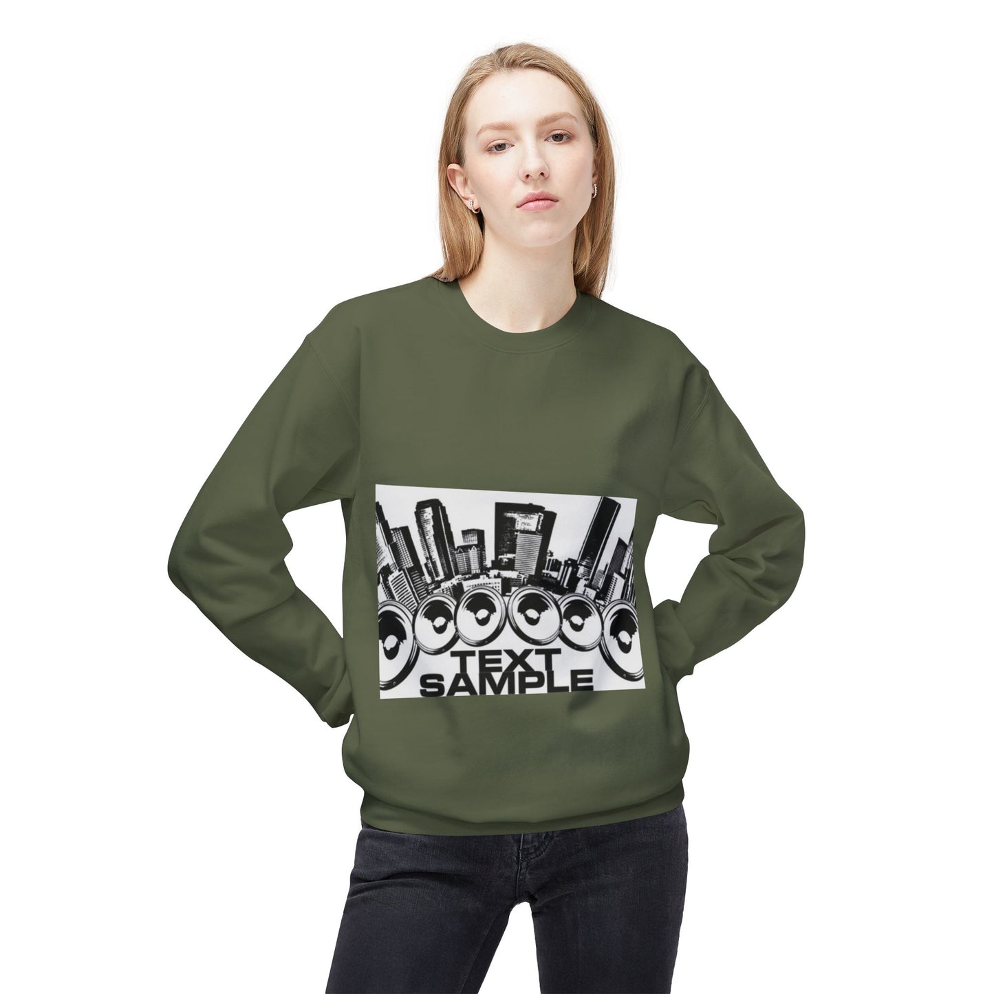 Urban Vibe Sound Wave Crewneck Sweatshirt - Unisex Fleece with Cityscape Design