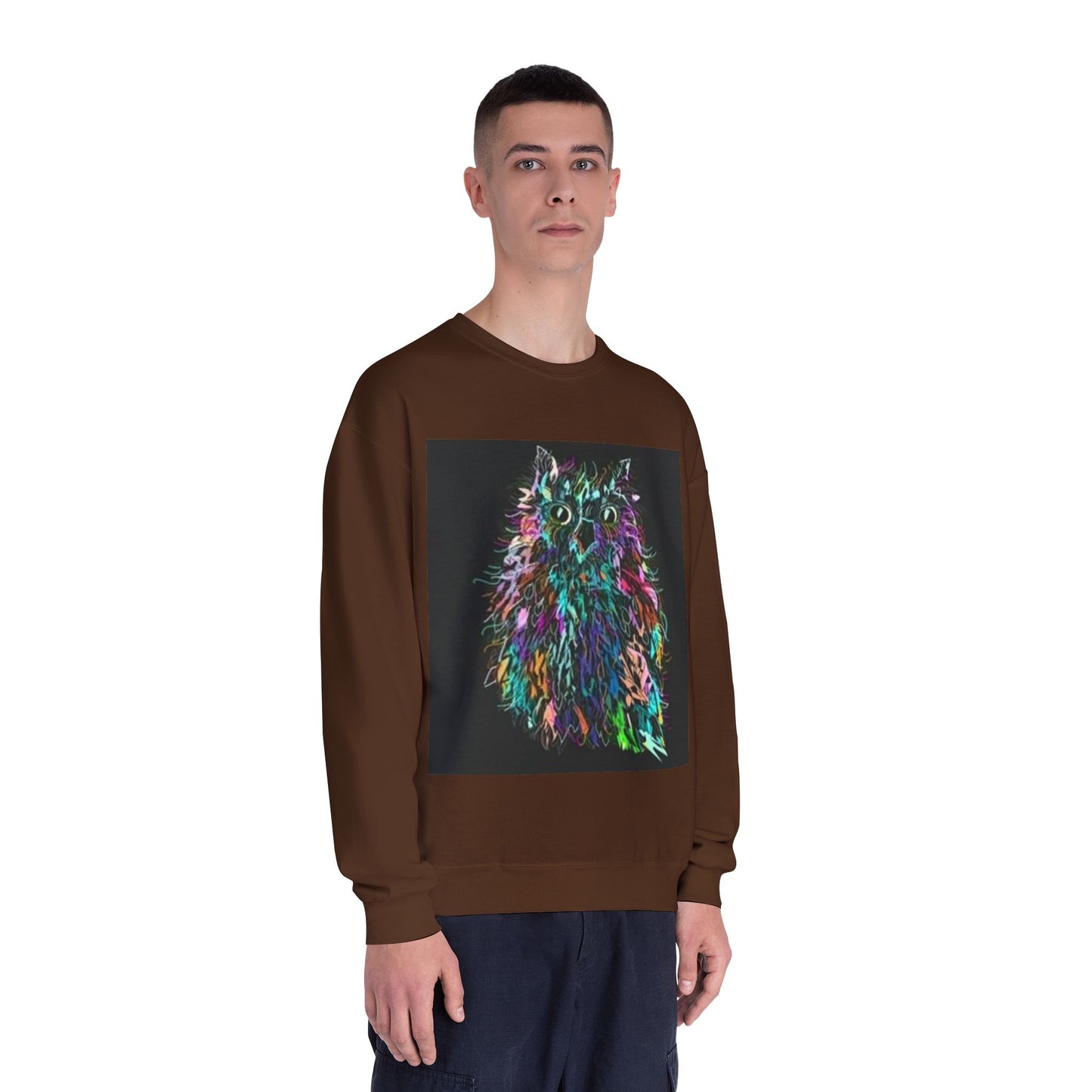 Colorful Cat Graphic Unisex Crewneck Sweatshirt