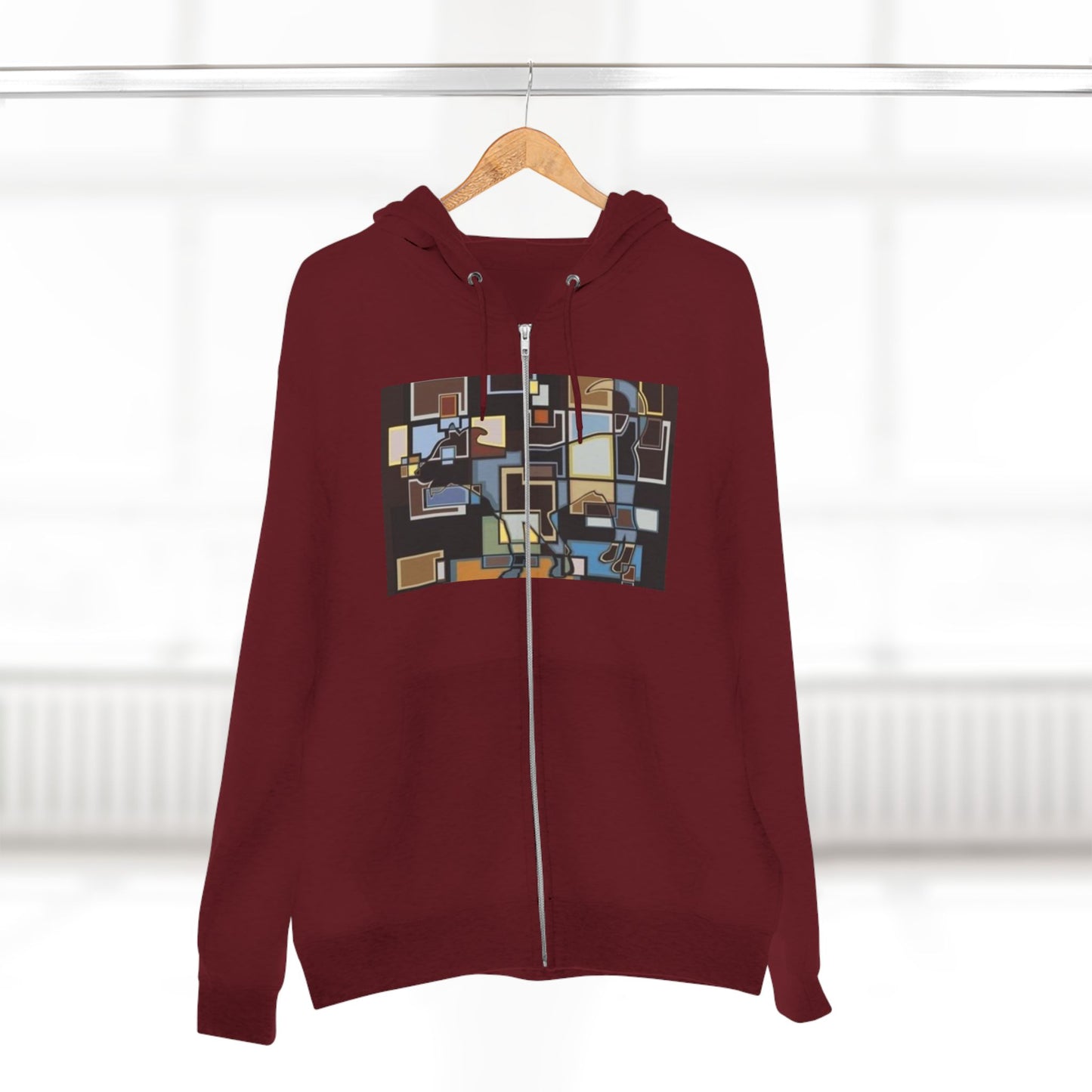 Artistic Unisex Zip Hoodie - Colorful Abstract Design