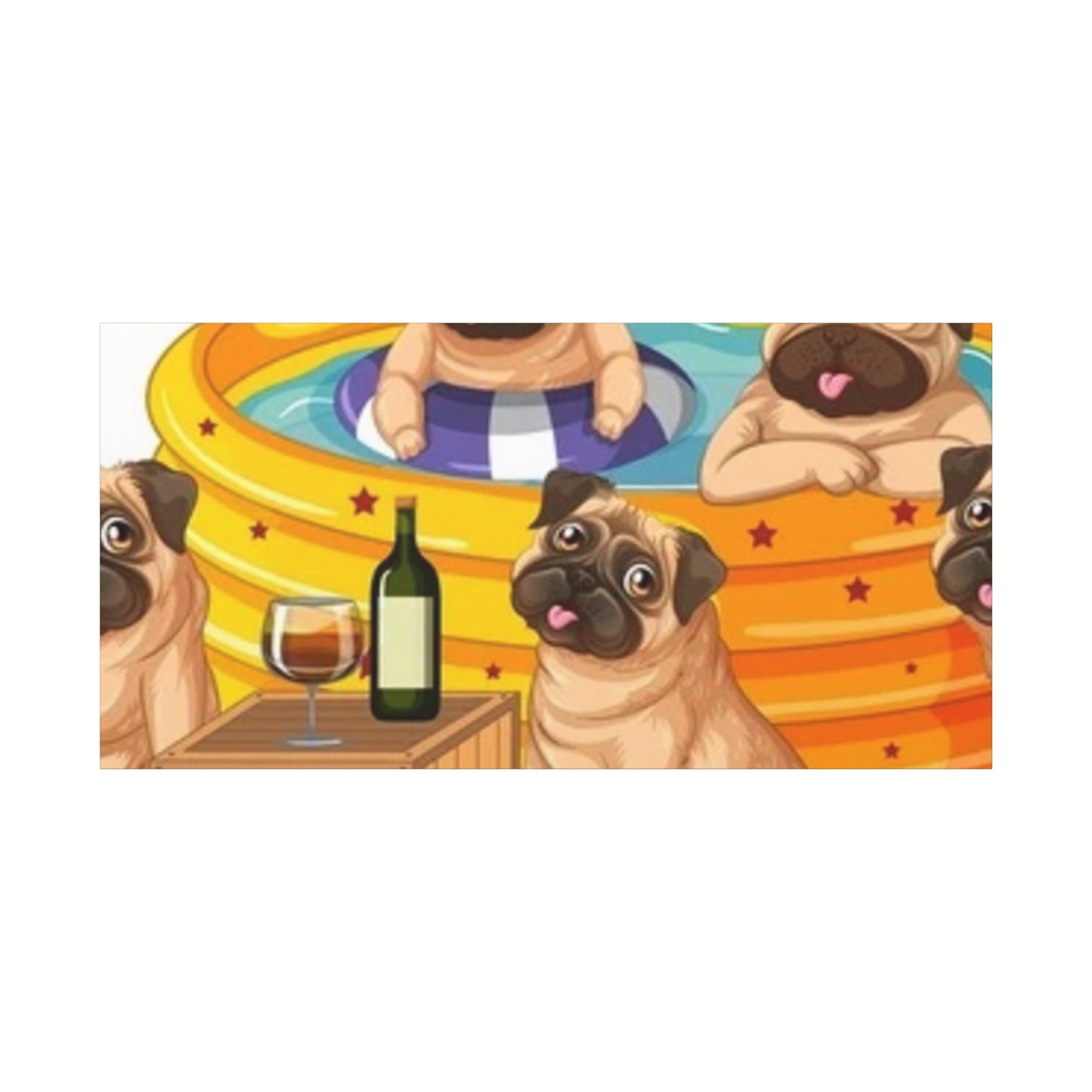Pug Pool Party Canvas Art - Fun Pet Decor
