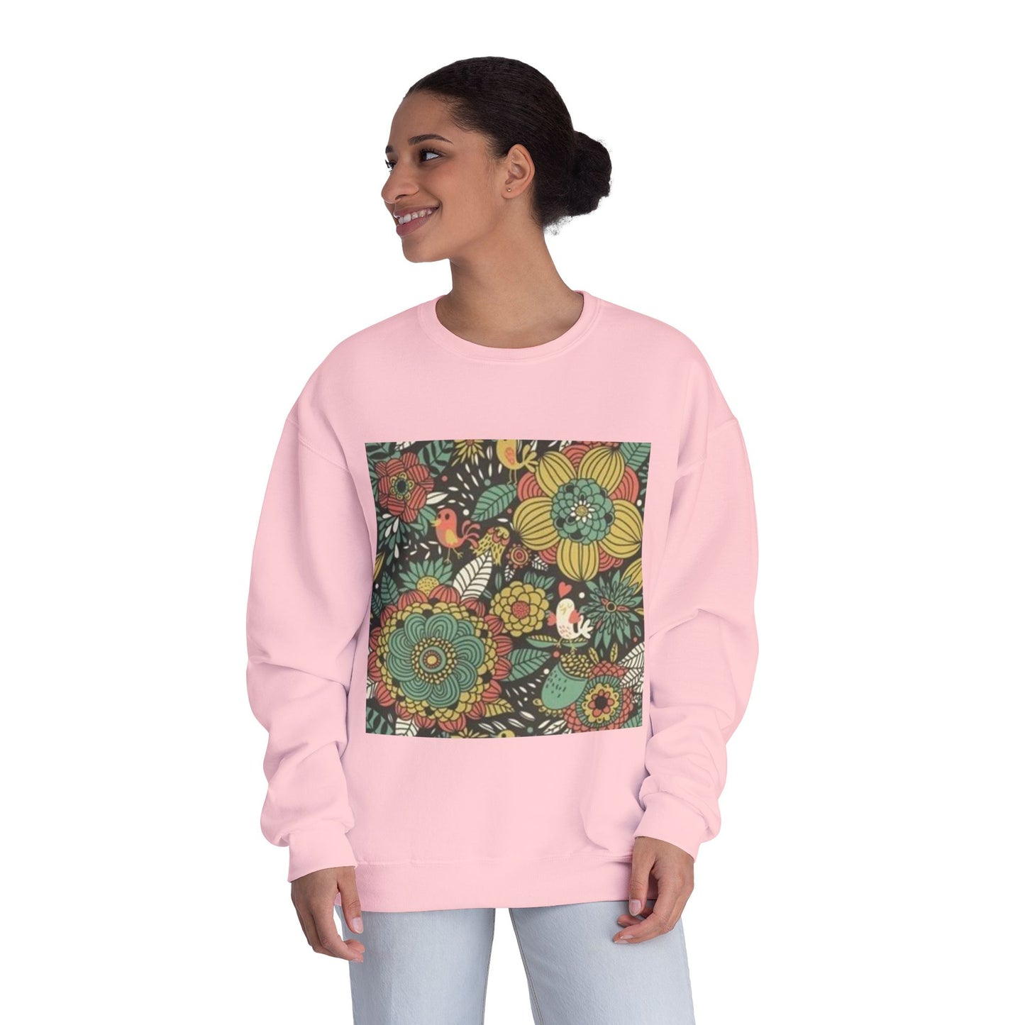 Vibrant Floral Unisex Crewneck Sweatshirt - Cozy Nature-Inspired Apparel