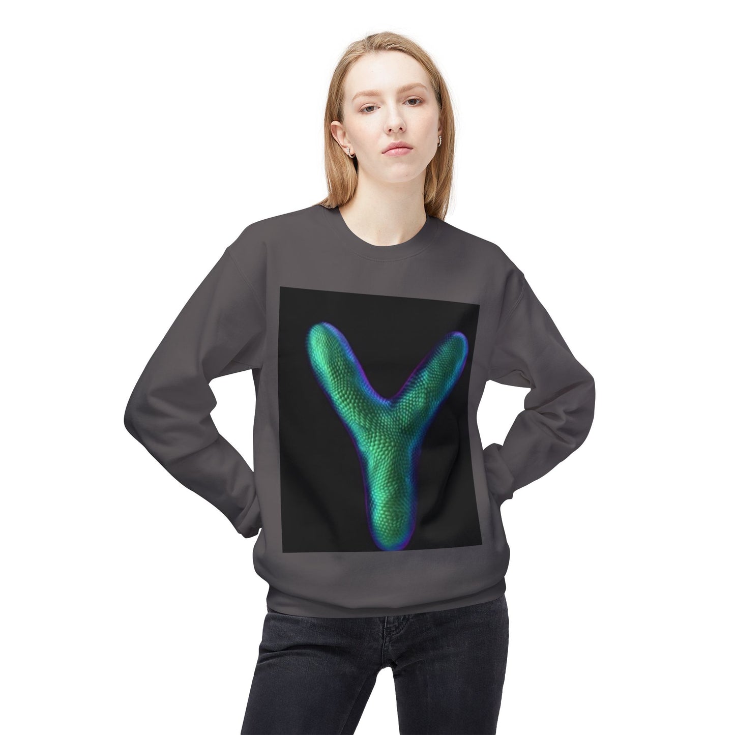 Unisex Y Graphic Fleece Crewneck Sweatshirt - Cozy Modern Style