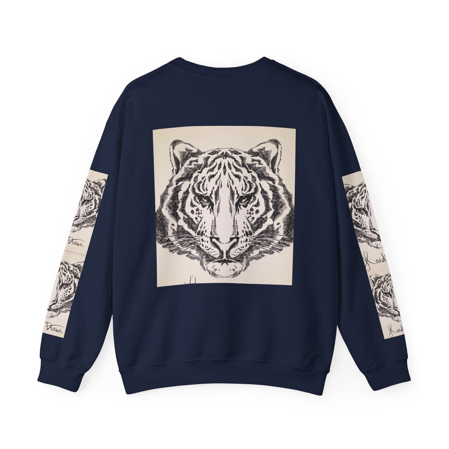Artistic Tiger Print Crewneck Sweatshirt – Unisex Heavy Blend