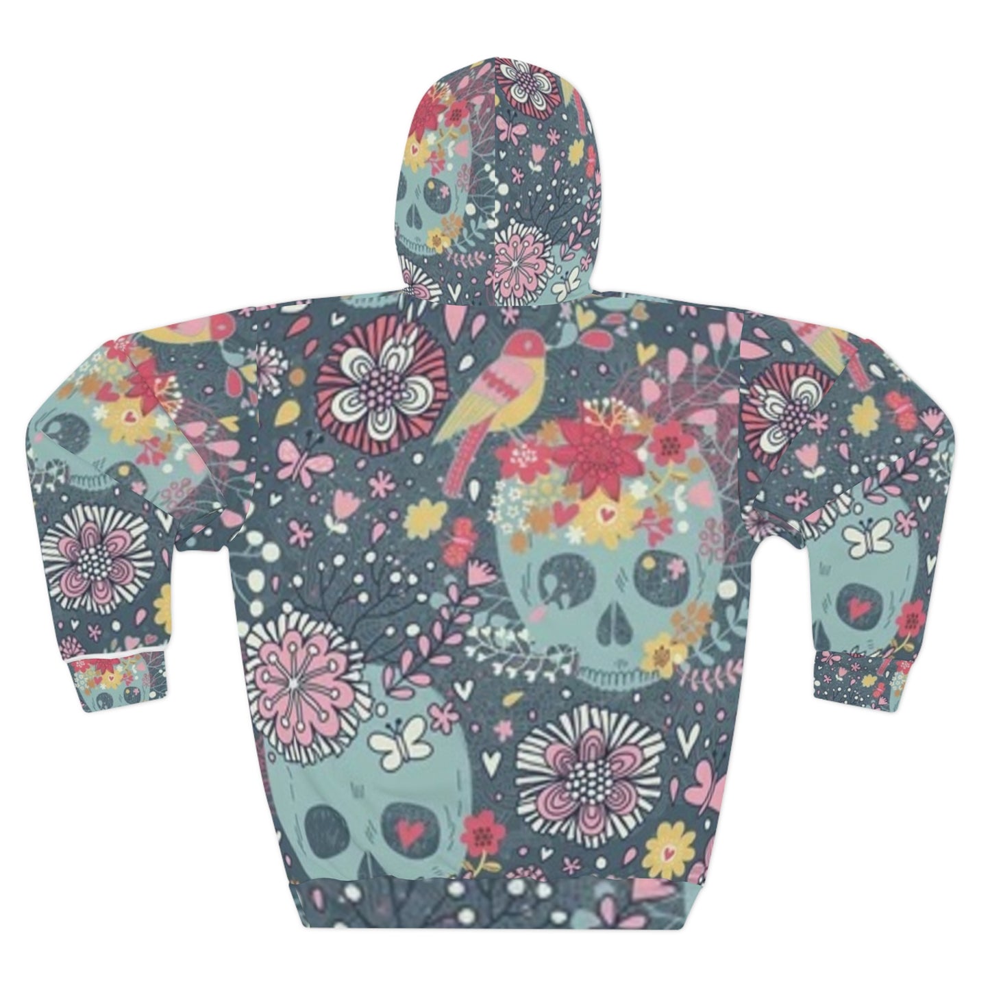 Floral Skull Unisex Pullover Hoodie - Trendy Boho Design for Bold Style