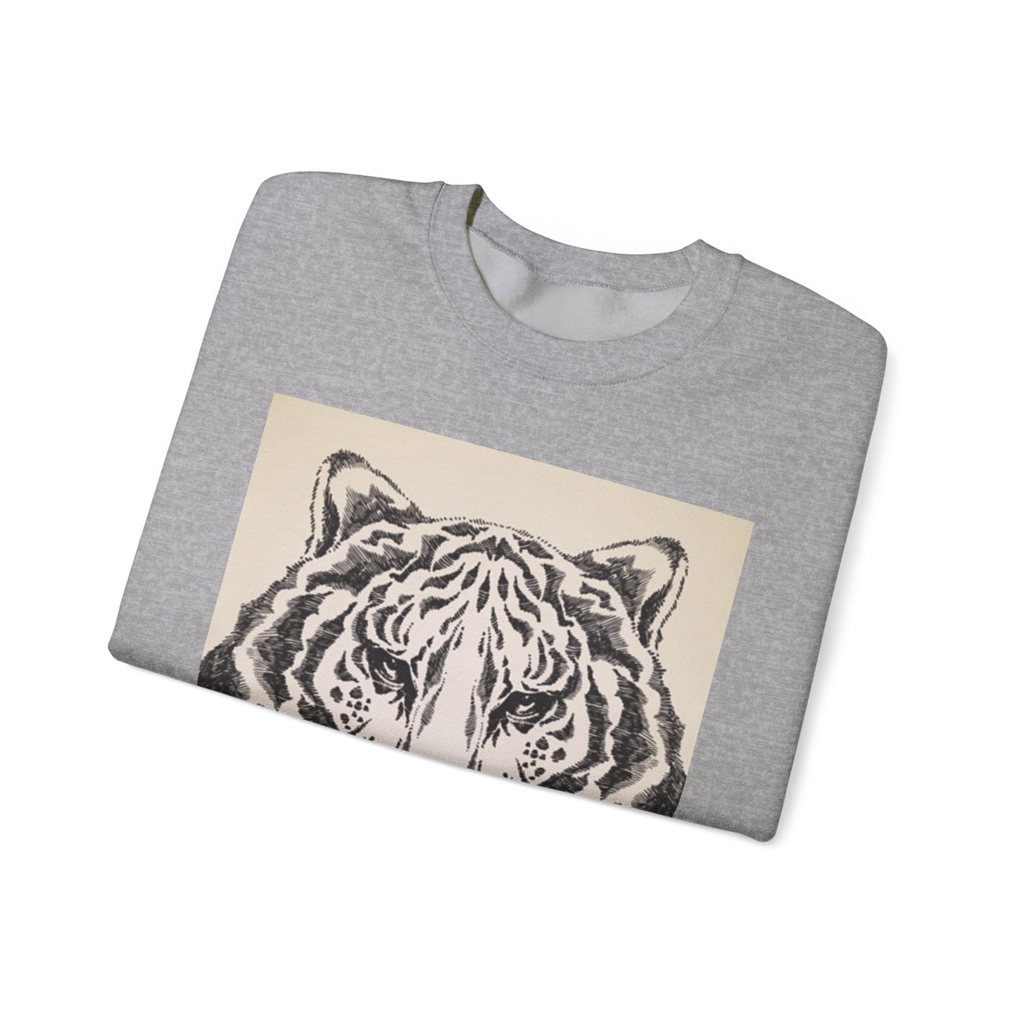 Artistic Tiger Print Crewneck Sweatshirt – Unisex Heavy Blend