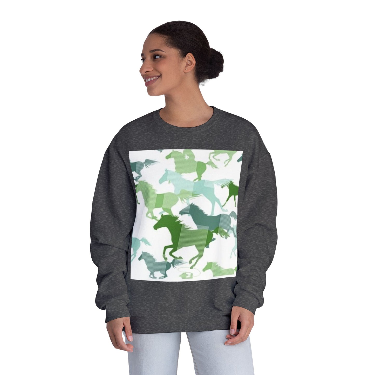 Equestrian Spirit Unisex Crewneck Sweatshirt - Green Horse Design