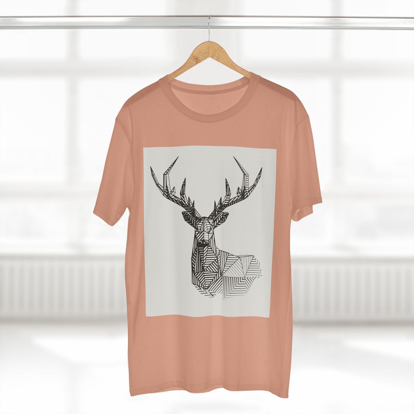 Geometric Deer & Spider Web Adult Staple Tee - Nature-Inspired Graphic T-Shirt for Outdoor Enthusiasts