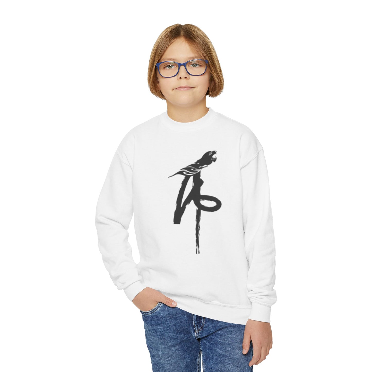 Youth Crewneck Sweatshirt with Parrot Design - Comfortable & Stylish for All Occasions