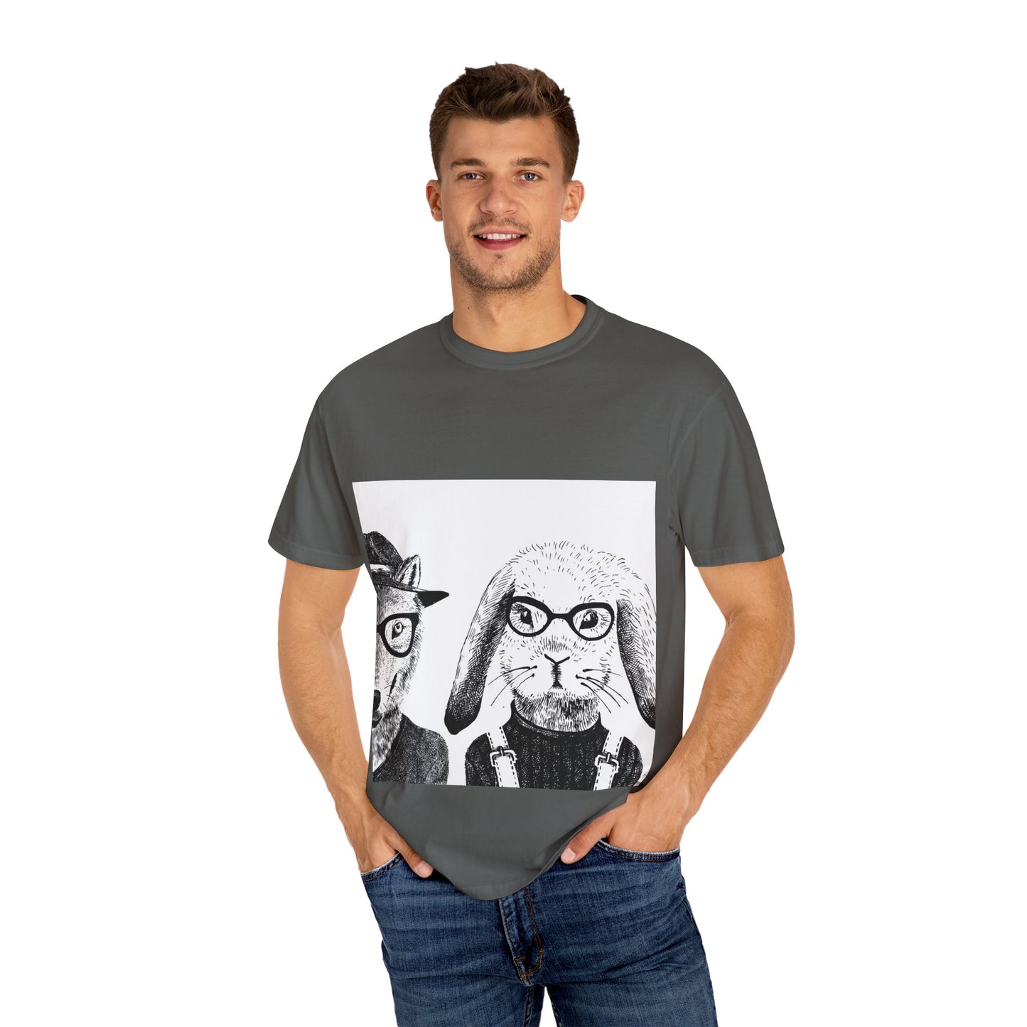 Whimsical Animals Graphic T-Shirt - Cool Fox & Panda Design