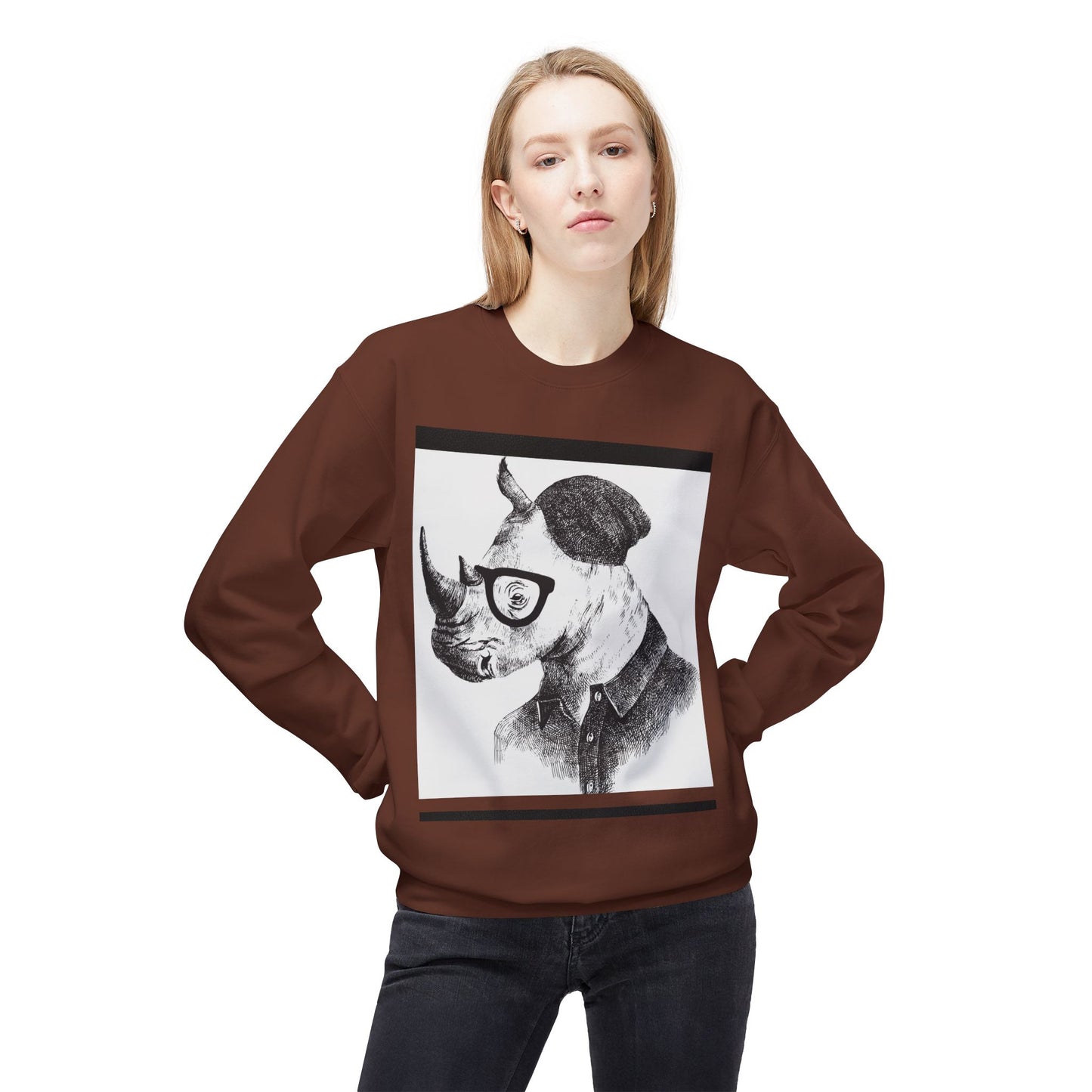 Cool Rhino and Sneakers Fleece Sweatshirt for Trendsetters