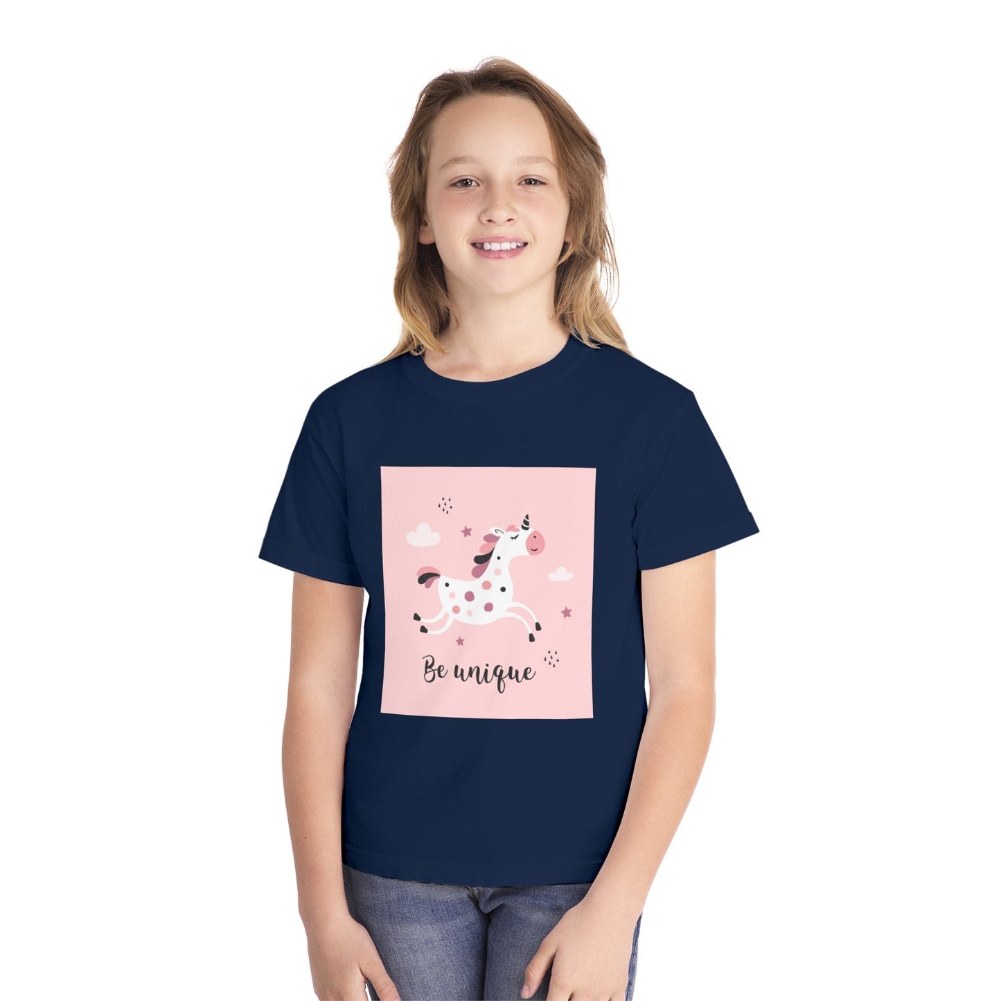 Girls' Unicorn T-Shirt - 'Be Unique' Midweight Tee