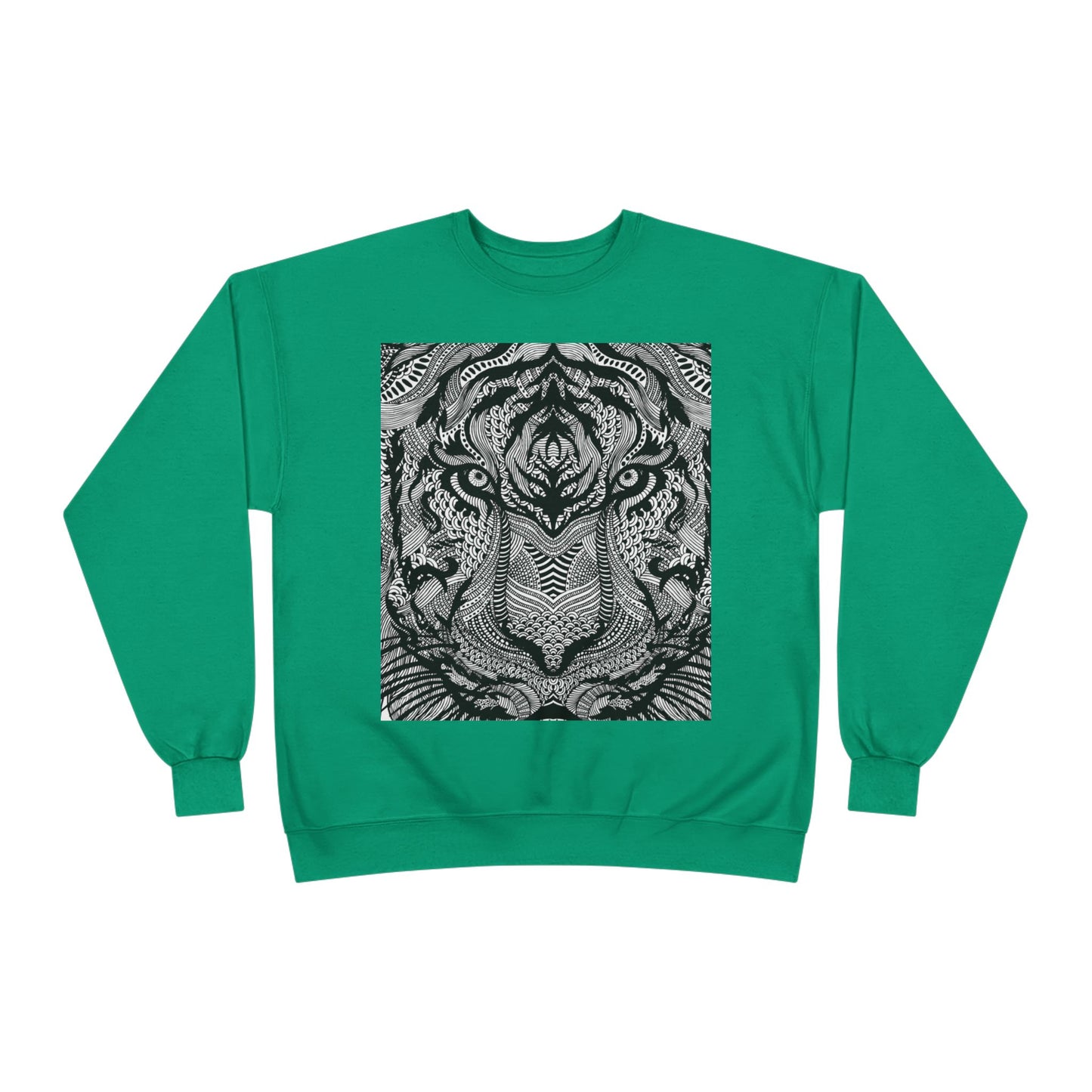Unisex EcoSmart Tiger Graphic Crewneck Sweatshirt - Bold Black & White Design