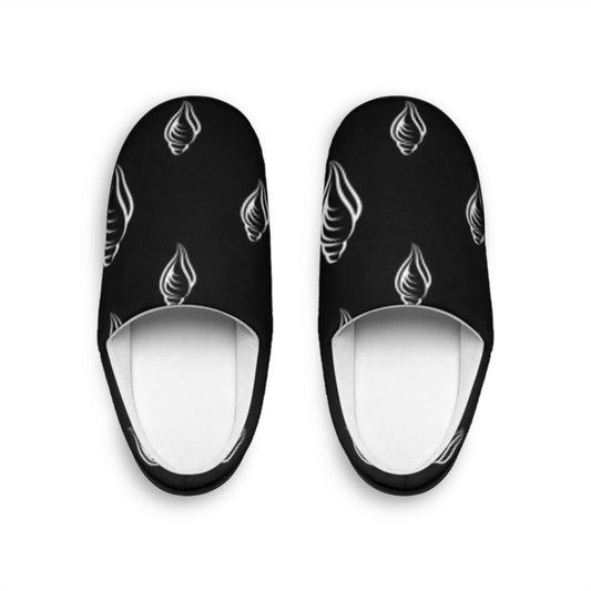 Comfortable Black Leaf Pattern Men's Indoor Slippers