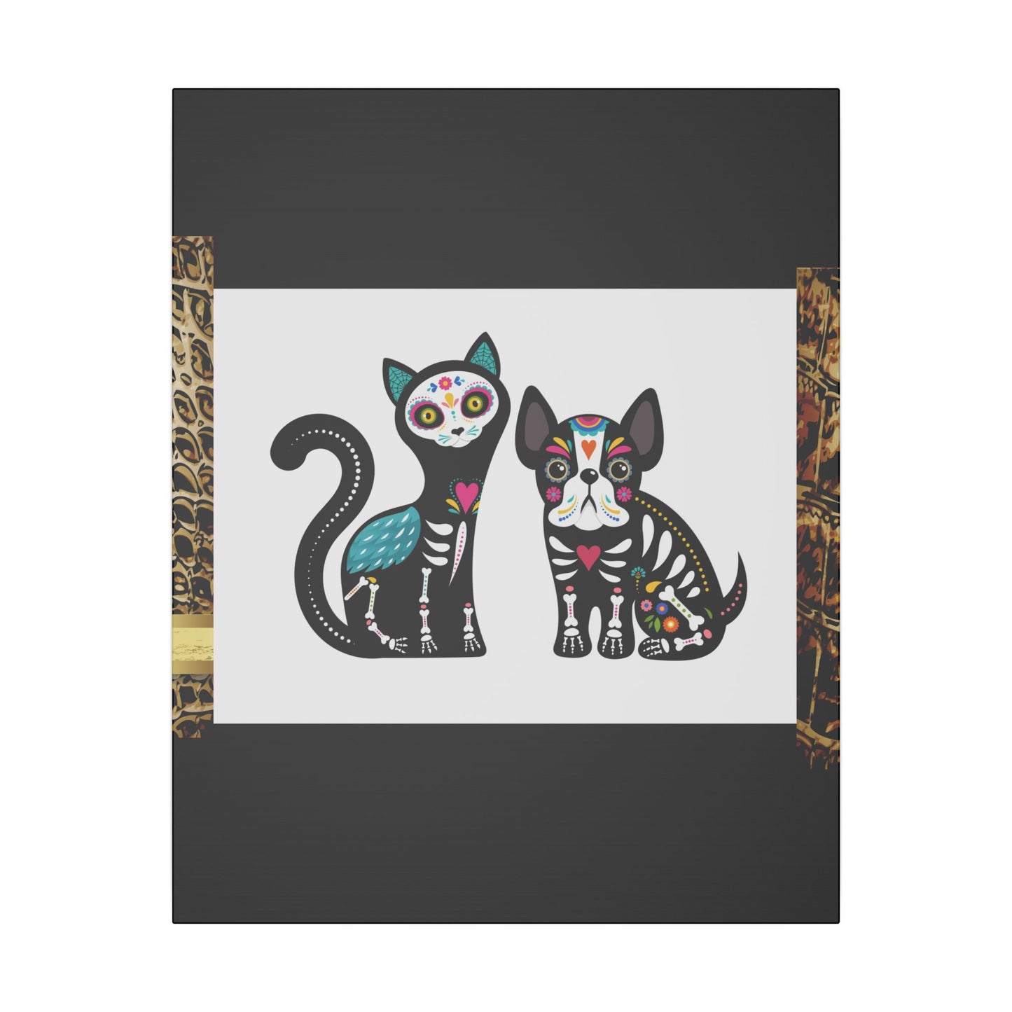 Day of the Dead Pet Canvas Art - Colorful Cat and Dog Wall Decor