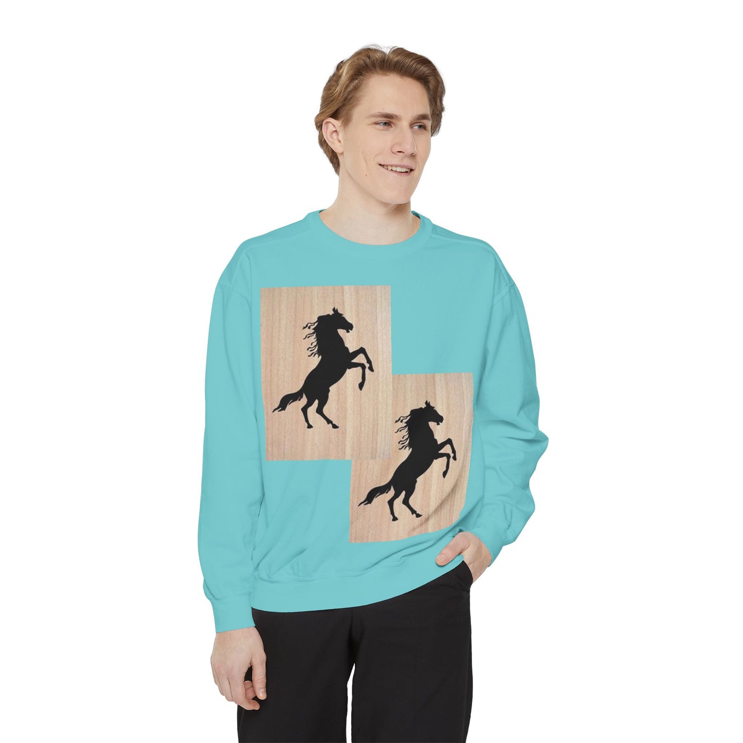 Equestrian Spirit Unisex Garment-Dyed Sweatshirt - Bold Horse Design