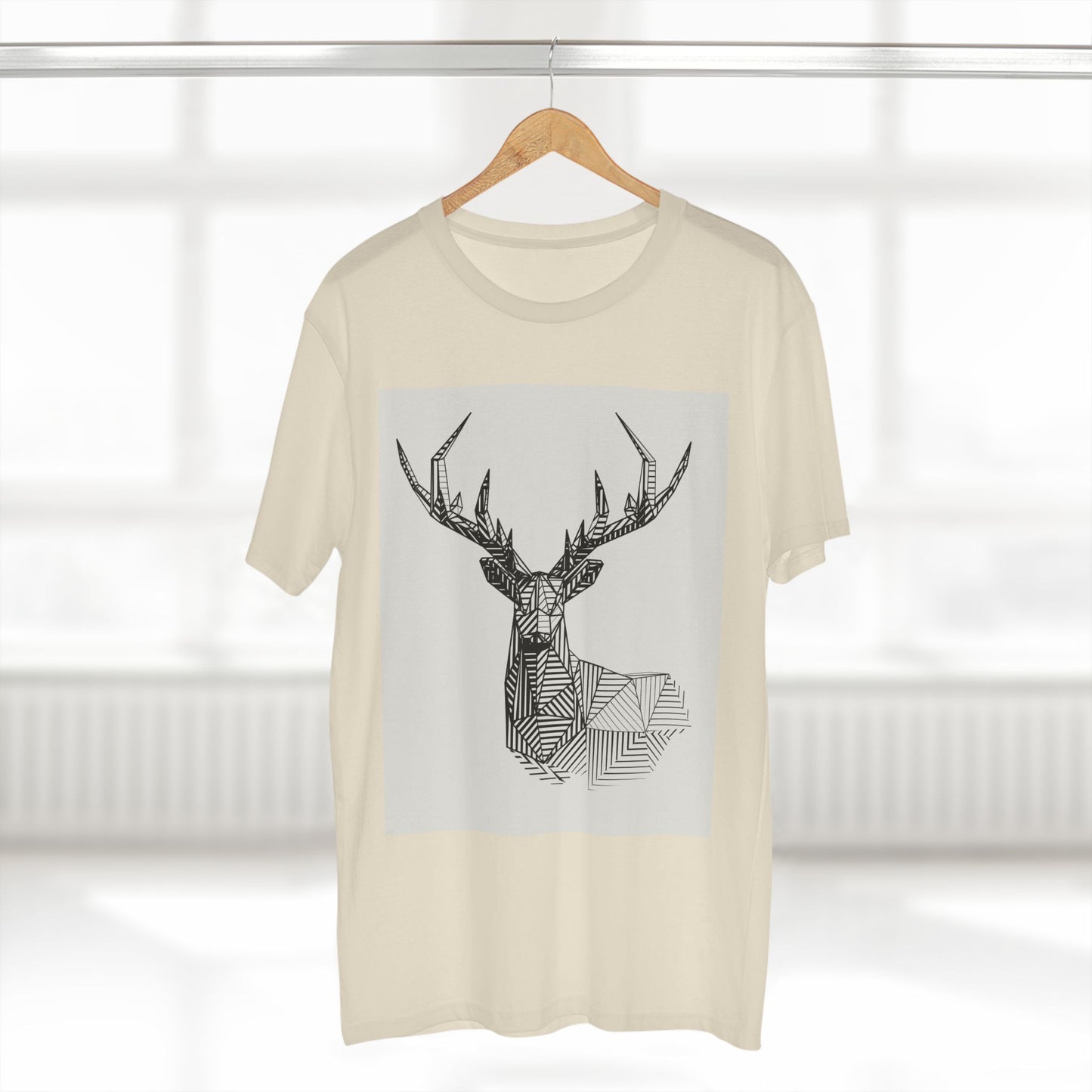 Geometric Deer & Spider Web Adult Staple Tee - Nature-Inspired Graphic T-Shirt for Outdoor Enthusiasts