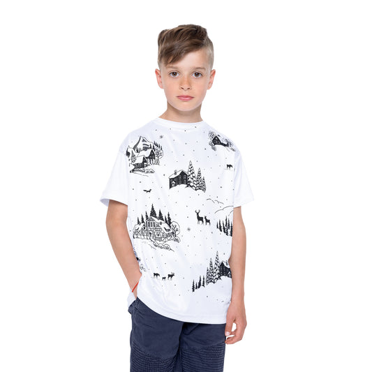 Kids Winter Wonderland Sports Jersey - Festive Design for Active Play