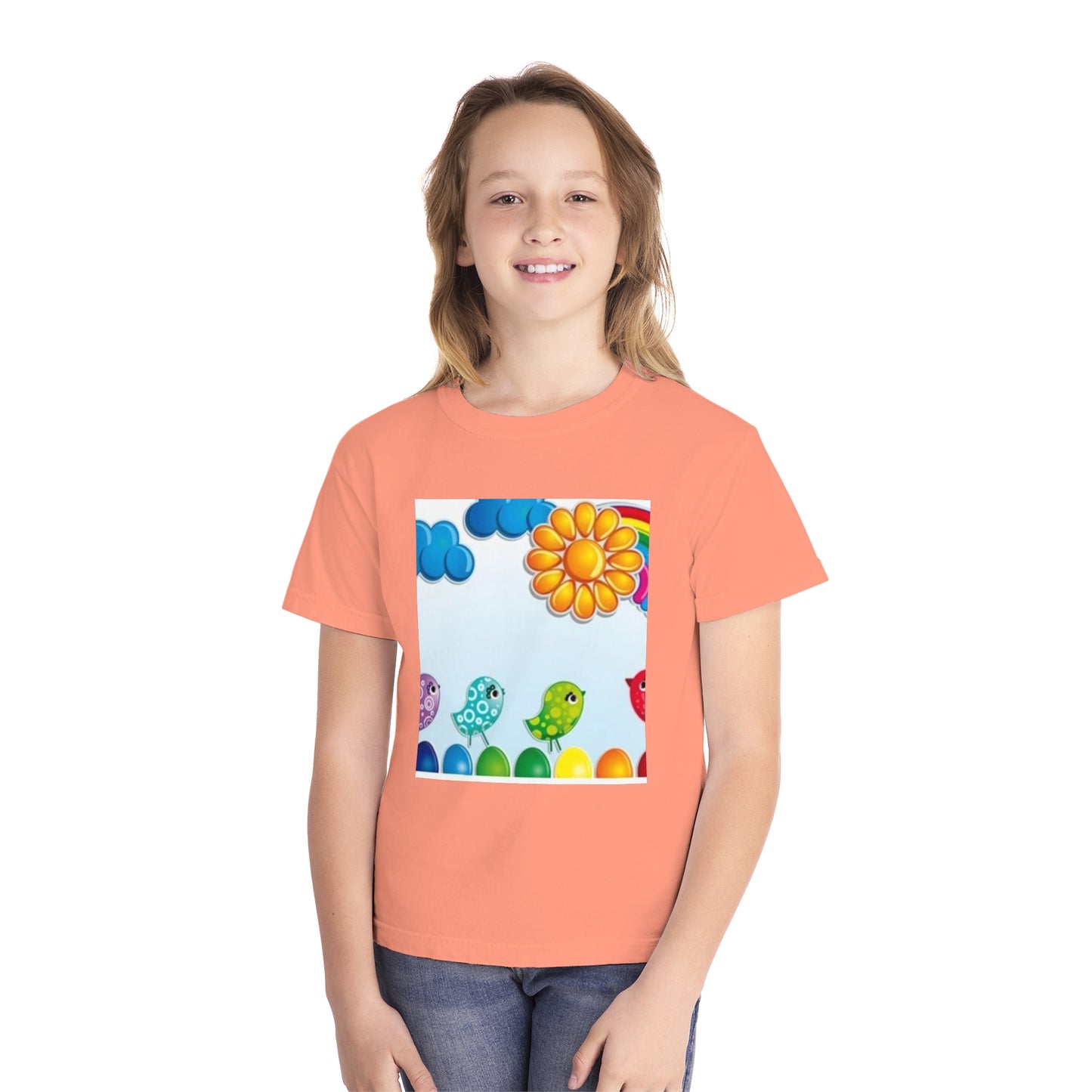 Colorful Spring Birds Youth Midweight Tee | Fun and Playful Shirt for Kids