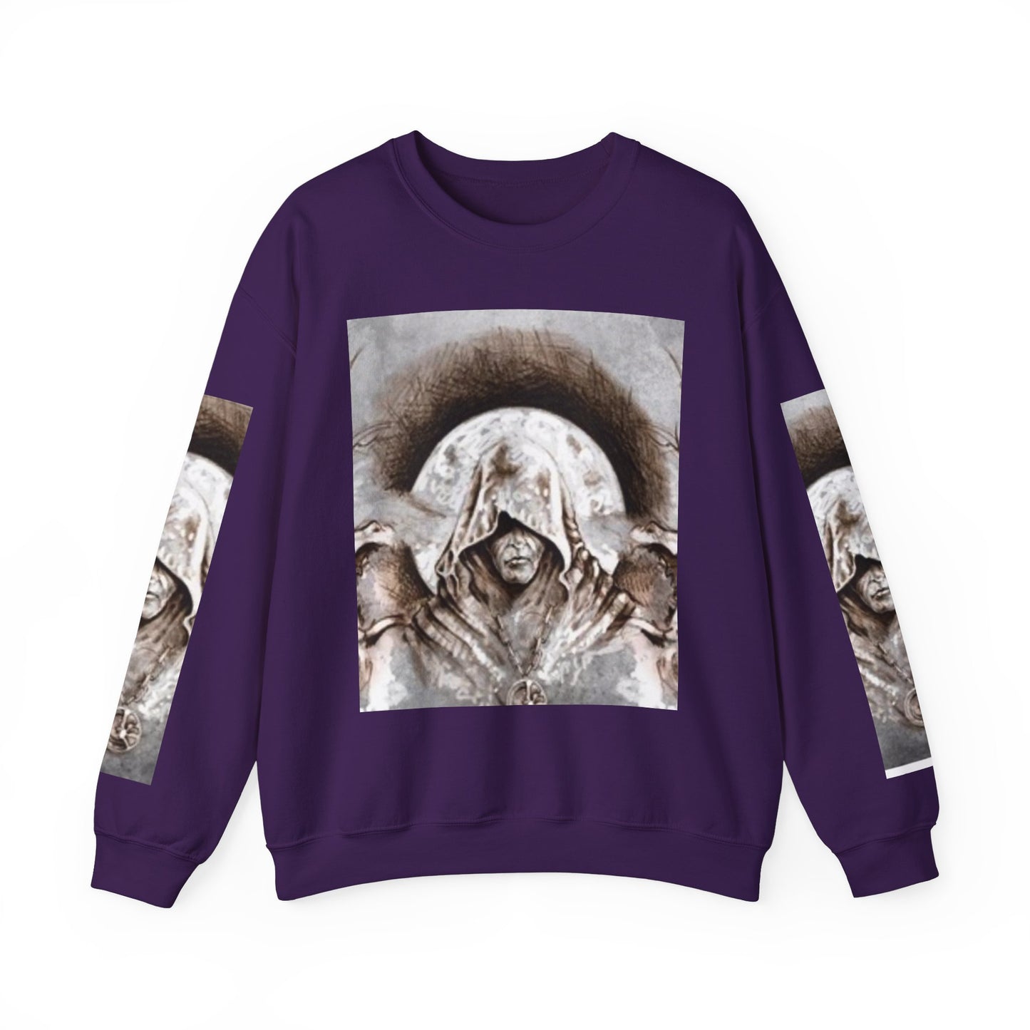 Mystical Hooded Figure Unisex Crewneck Sweatshirt - Fantasy Apparel for Dreamers