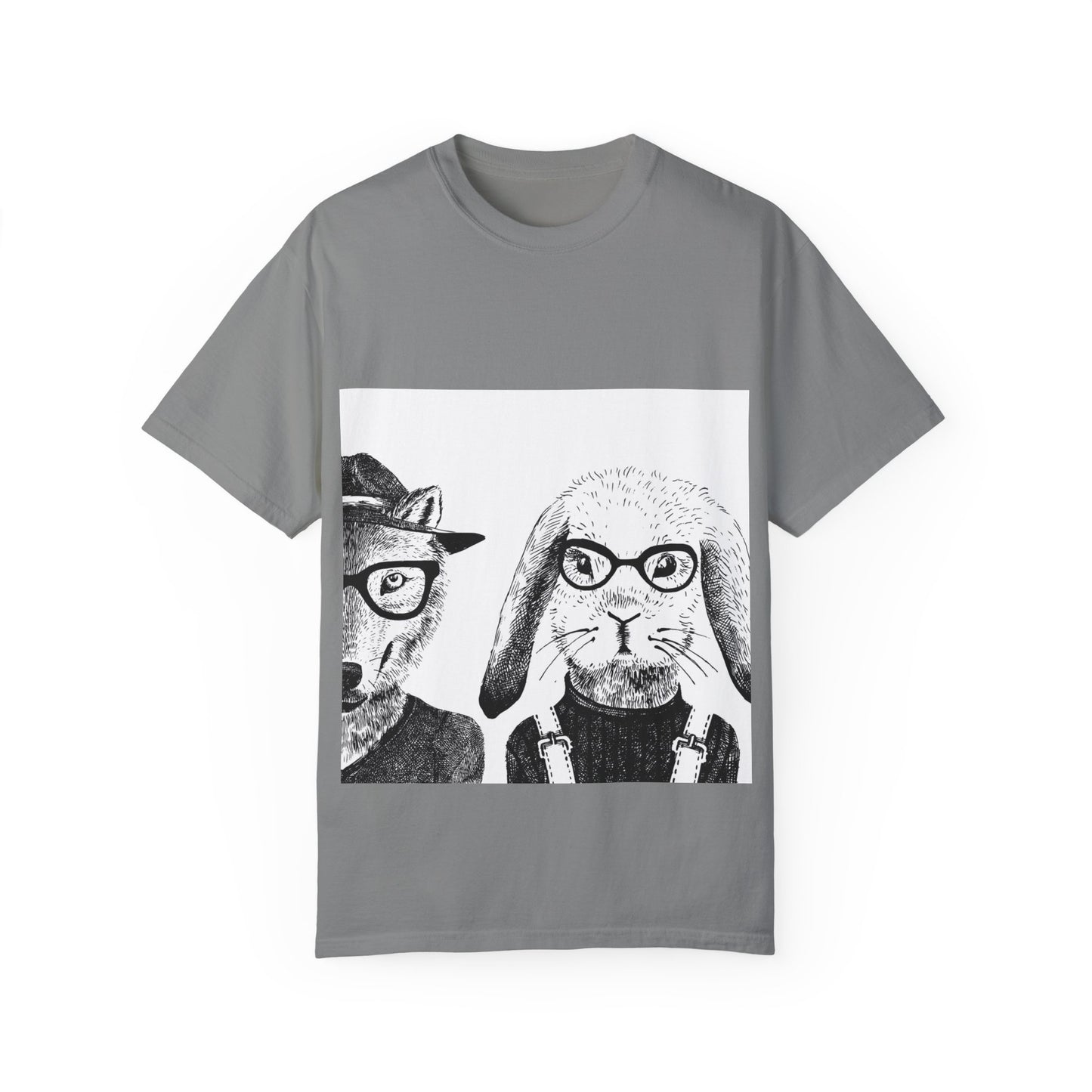 Whimsical Animals Graphic T-Shirt - Cool Fox & Panda Design