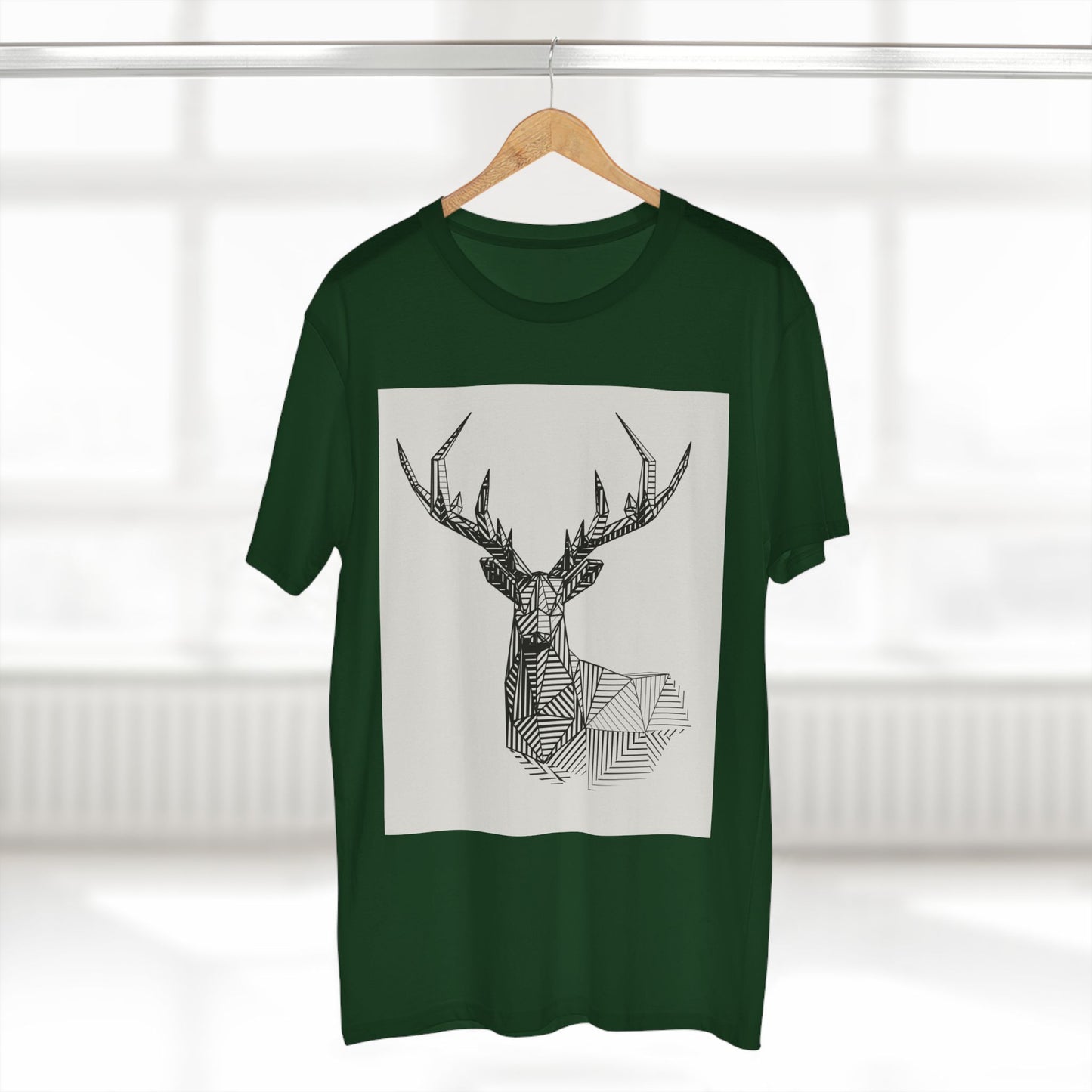 Geometric Deer & Spider Web Adult Staple Tee - Nature-Inspired Graphic T-Shirt for Outdoor Enthusiasts