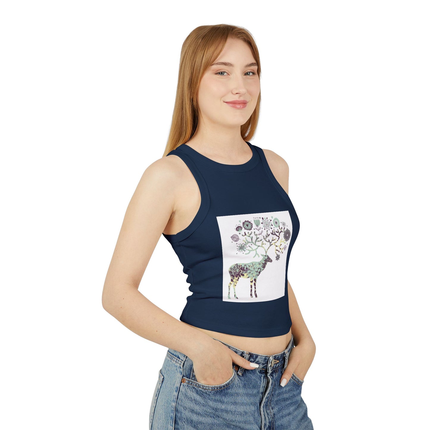 Eco-Friendly Women's Micro Rib Racer Tank Top - Nature-Inspired Design