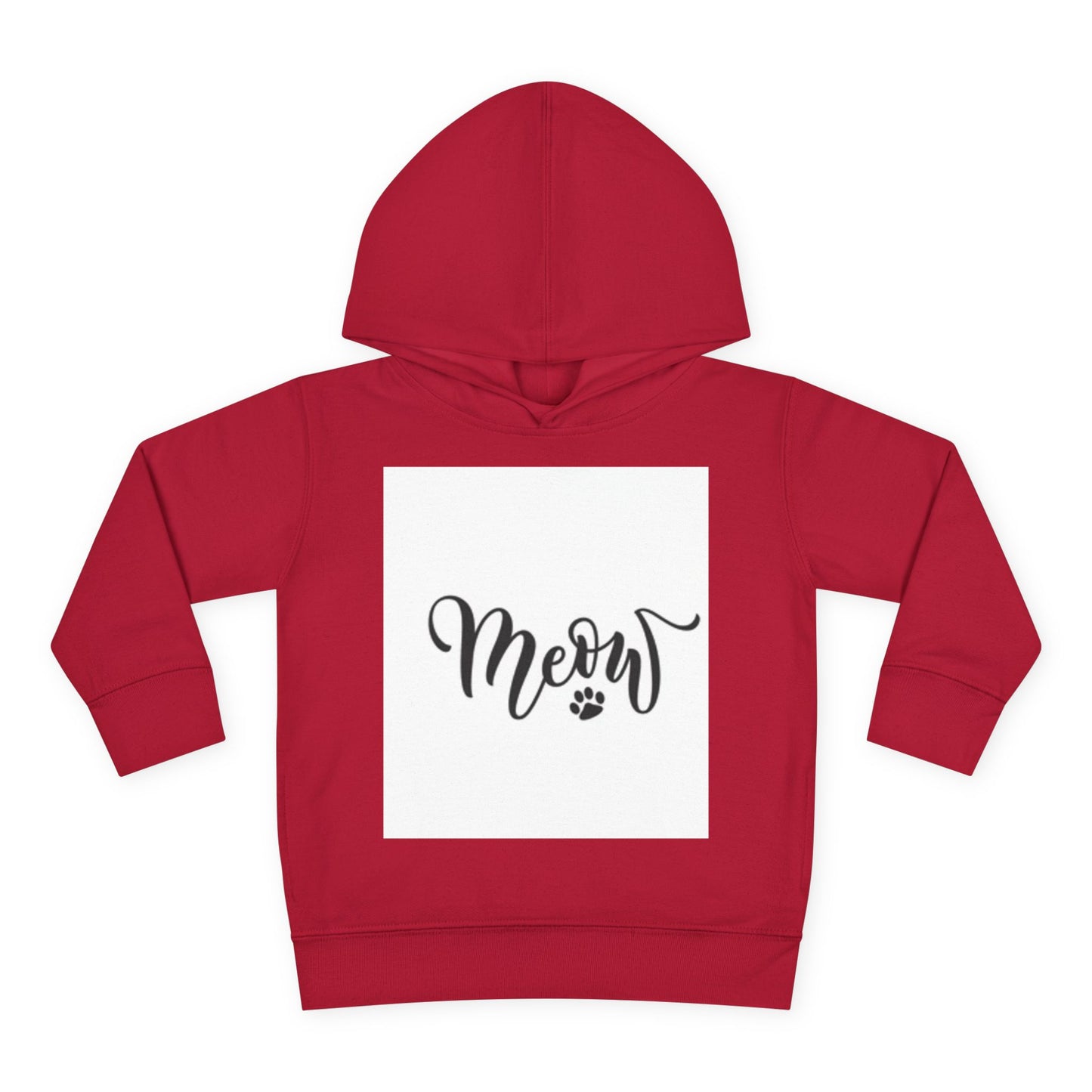Cute Toddler Pullover Fleece Hoodie - 'Meow' Cat Design