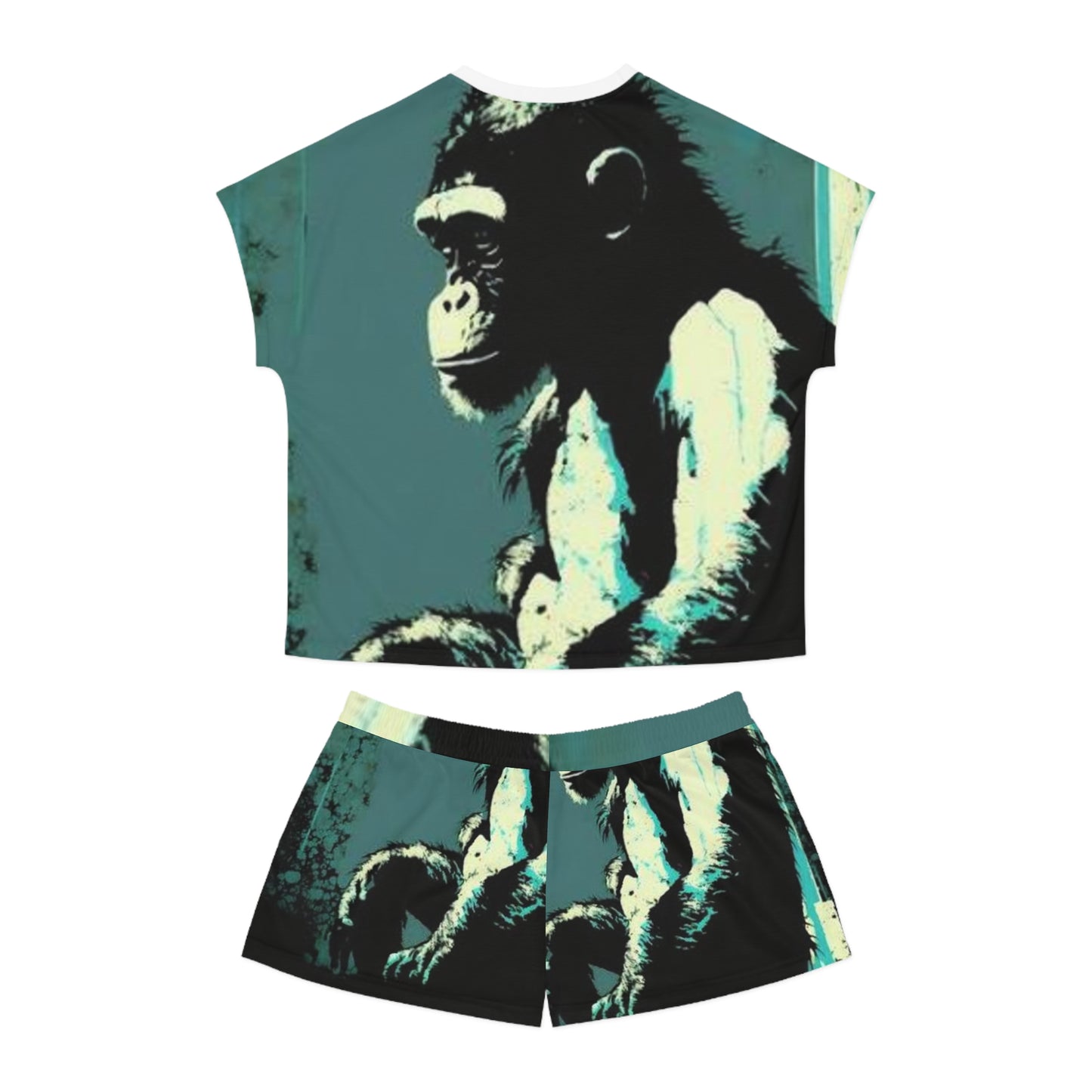 Chic Monkey Print Women's Short Pajama Set - Fun & Cozy Sleepwear