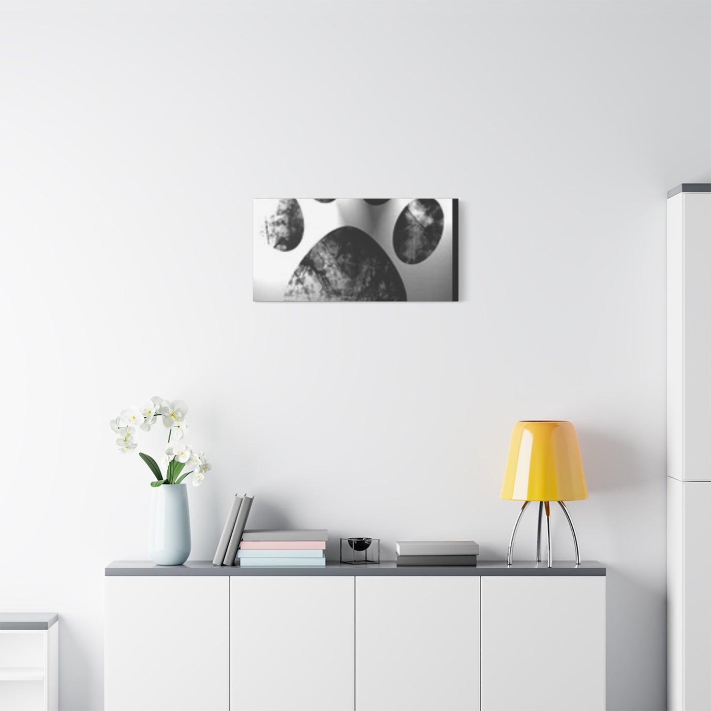Black Paw Print Canvas Art - Modern Animal Decor for Pet Lovers
