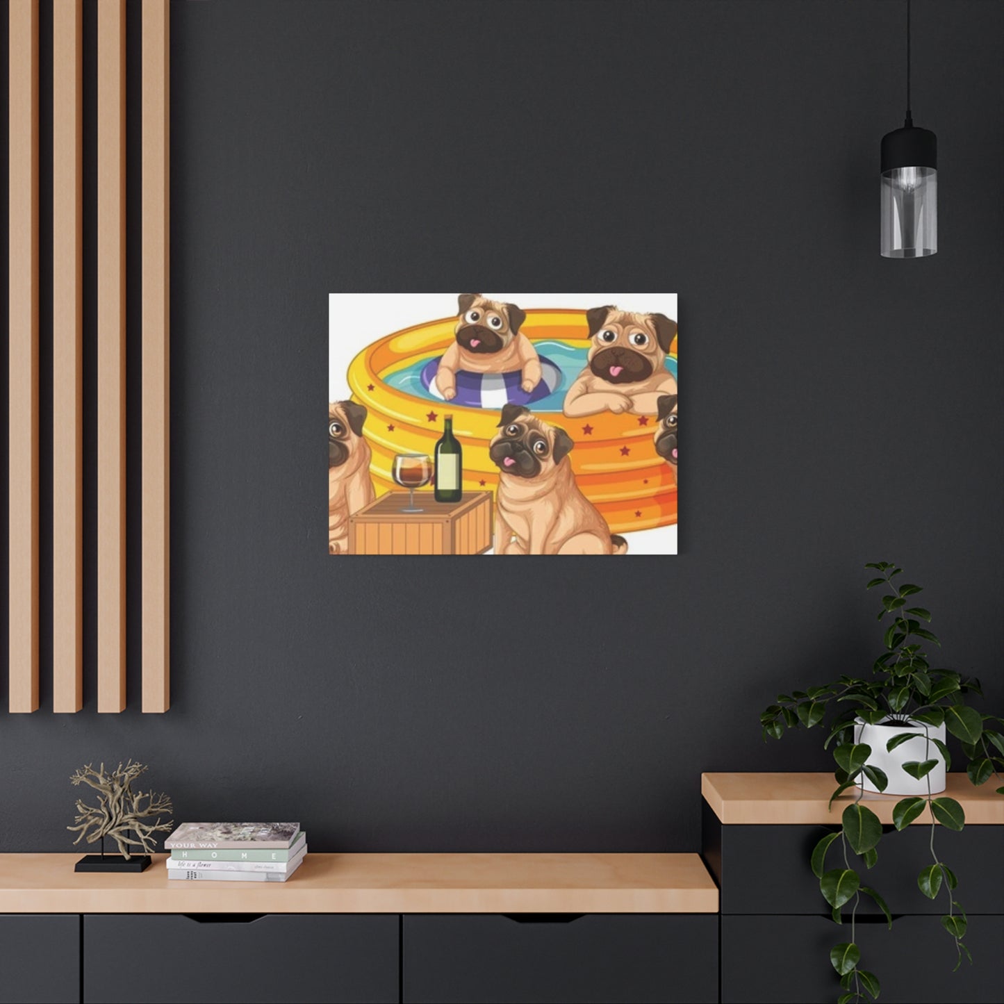 Pug Pool Party Canvas Art - Fun Pet Decor