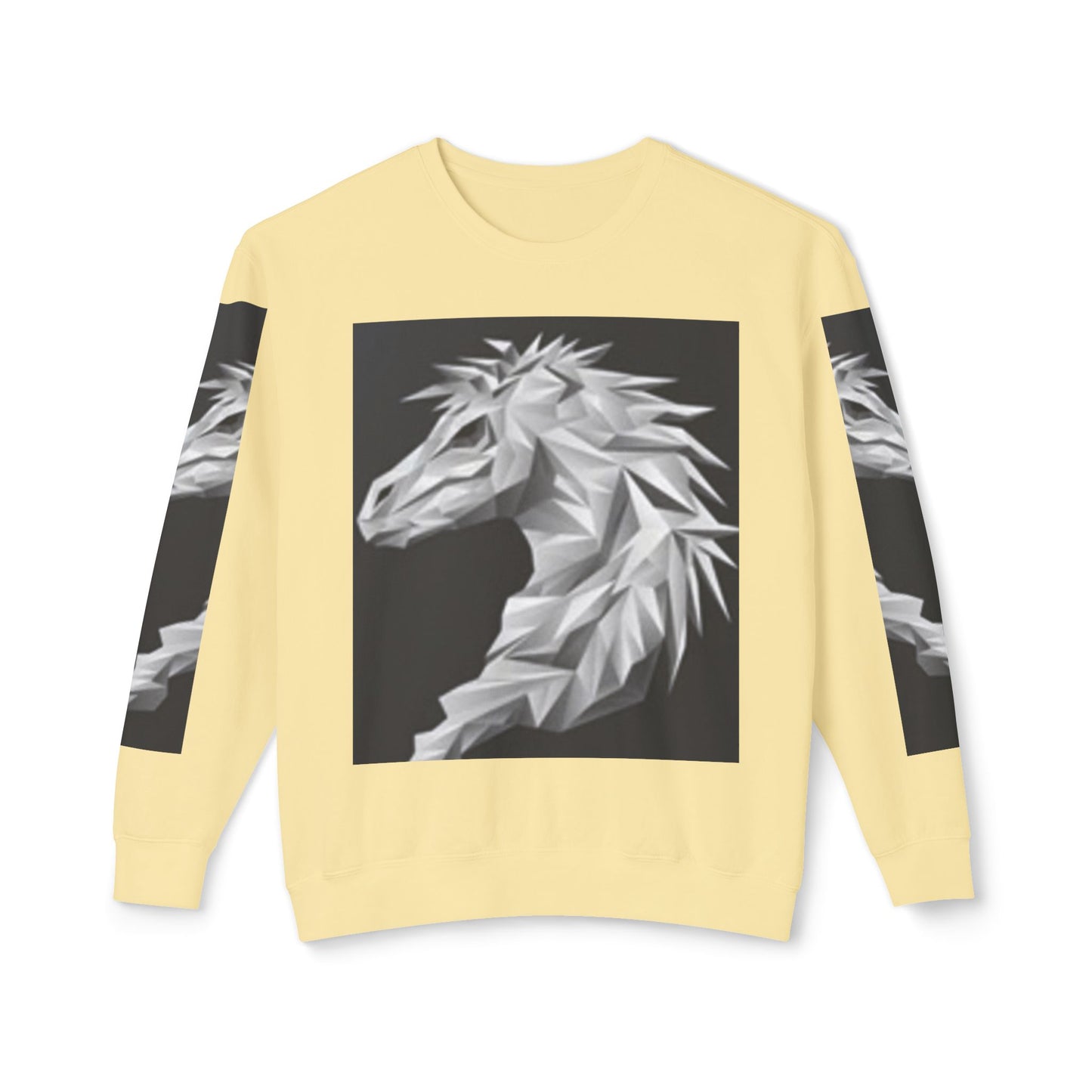 Unisex Lightweight Crewneck Sweatshirt - Stylish Geometric Horse Design