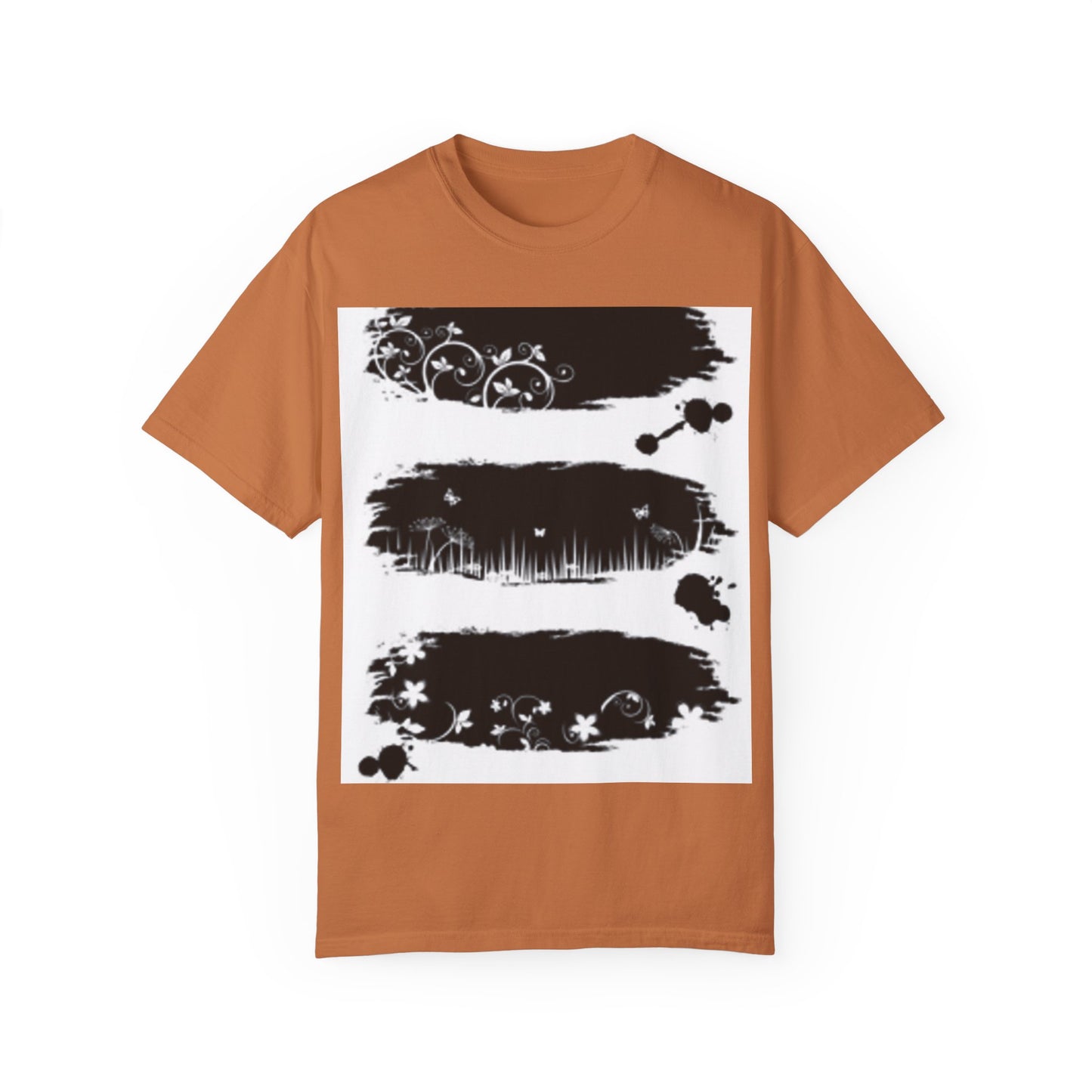 Artistic Unisex Garment-Dyed T-Shirt with Floral Design