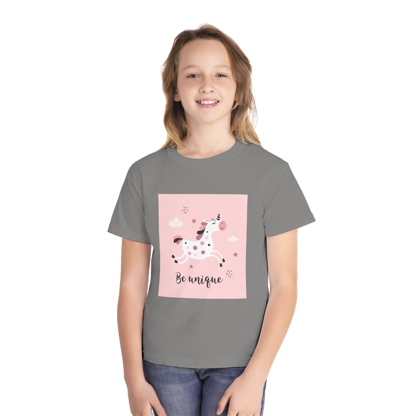 Girls' Unicorn T-Shirt - 'Be Unique' Midweight Tee