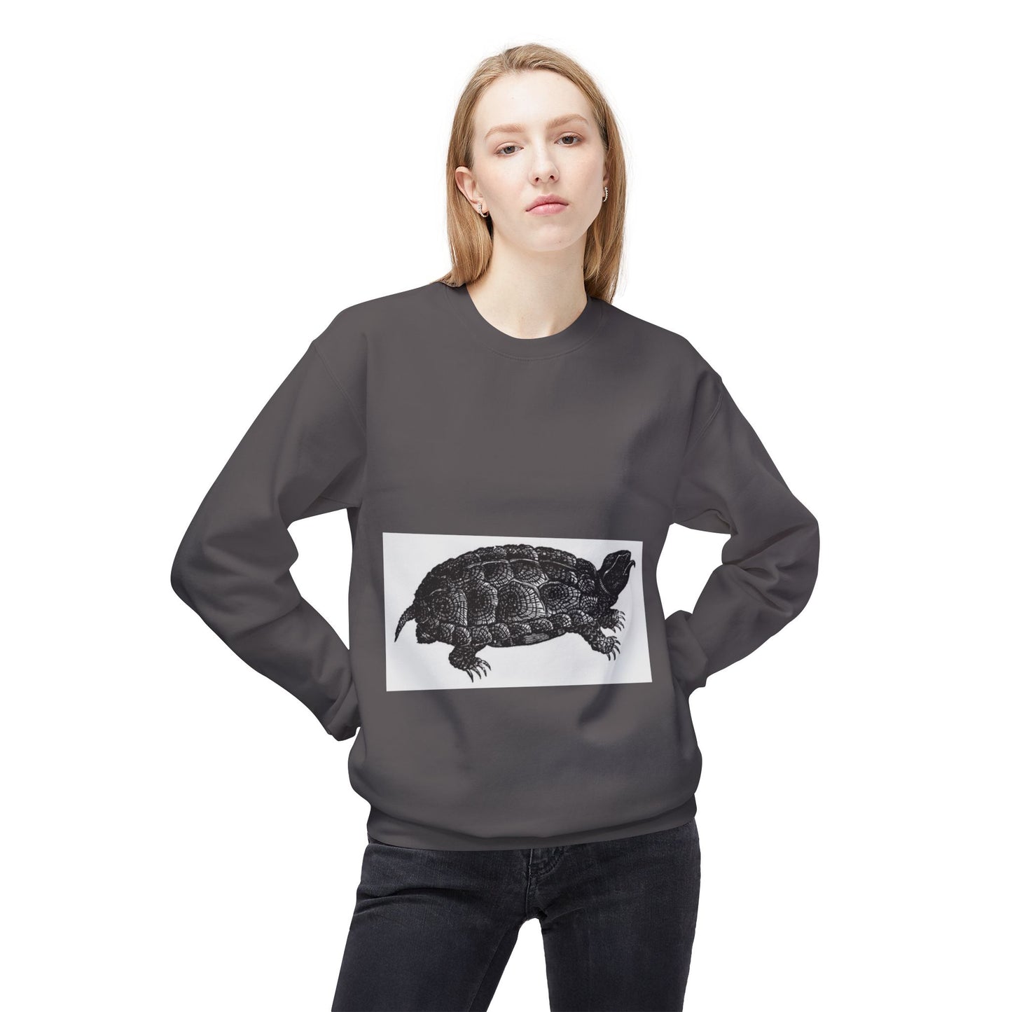 Turtle Design Unisex Fleece Crewneck Sweatshirt - Chill Vibes, Perfect Gift for Nature Lovers
