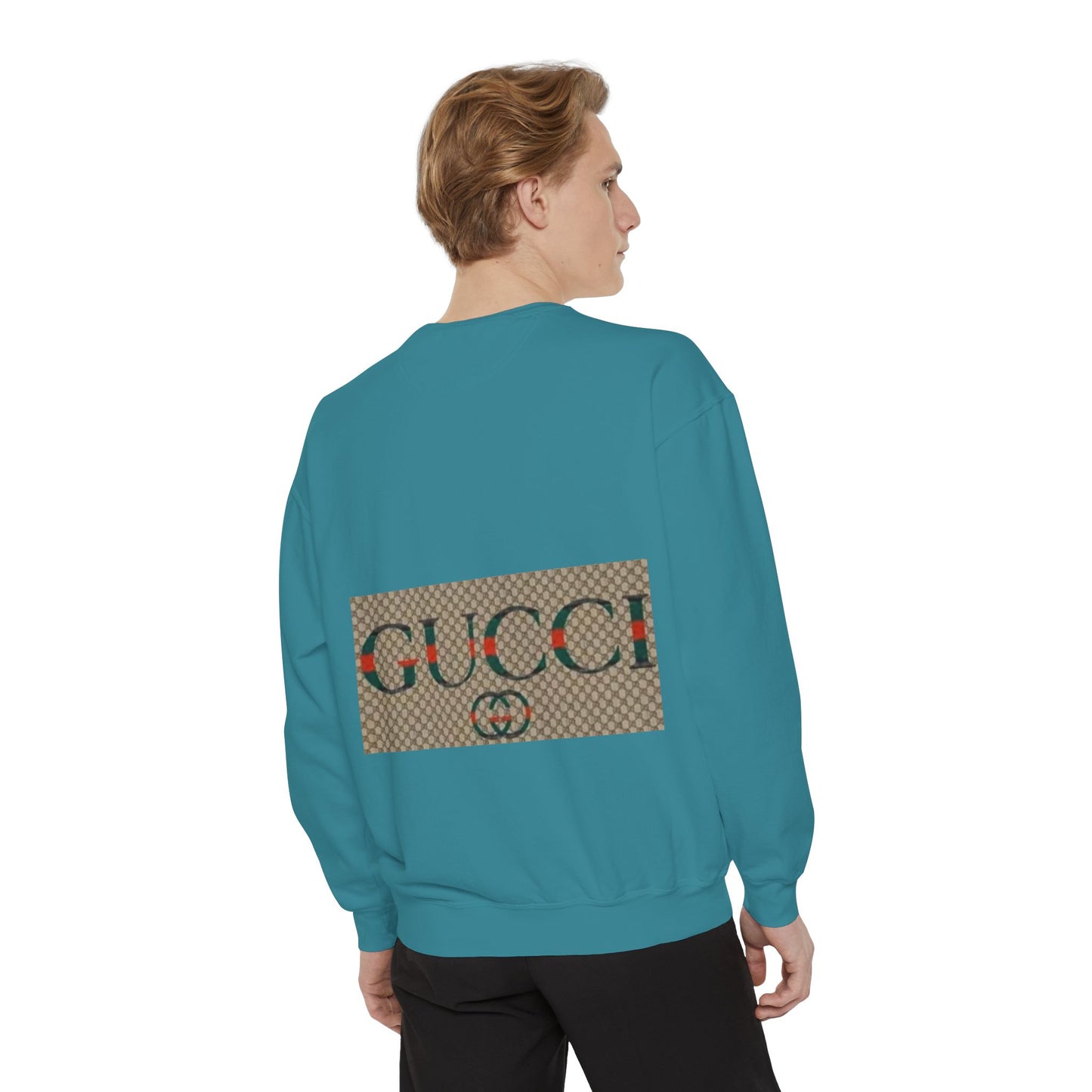 Fashionable Unisex Garment-Dyed Sweatshirt with GUCCI Design