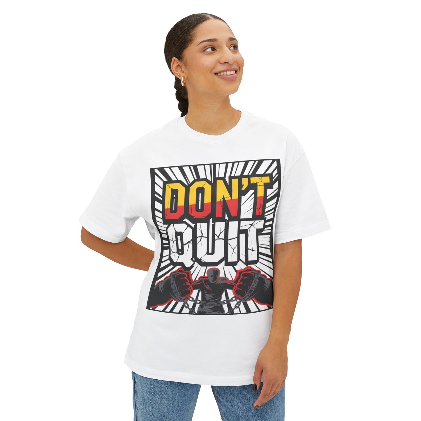 Motivational Oversized Tee - Don't Quit Graphic