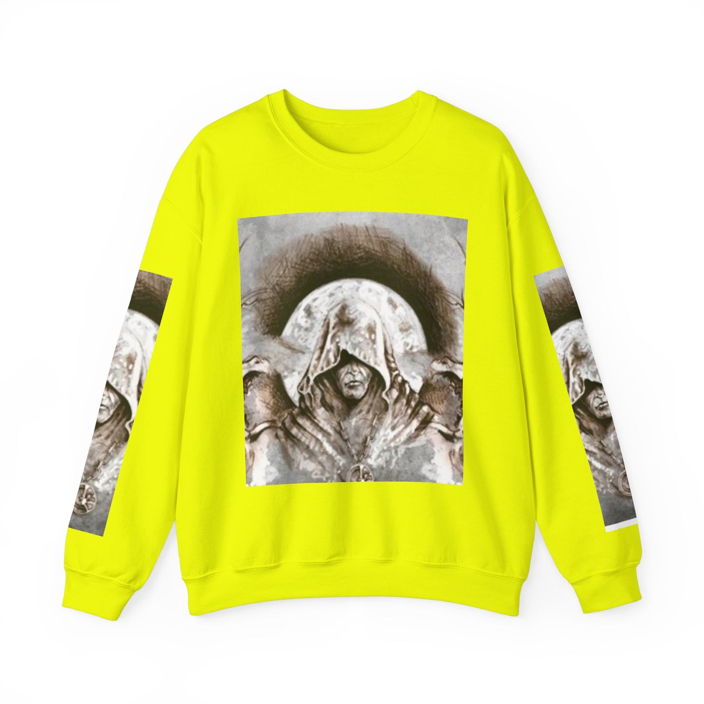 Mystical Hooded Figure Unisex Crewneck Sweatshirt - Fantasy Apparel for Dreamers