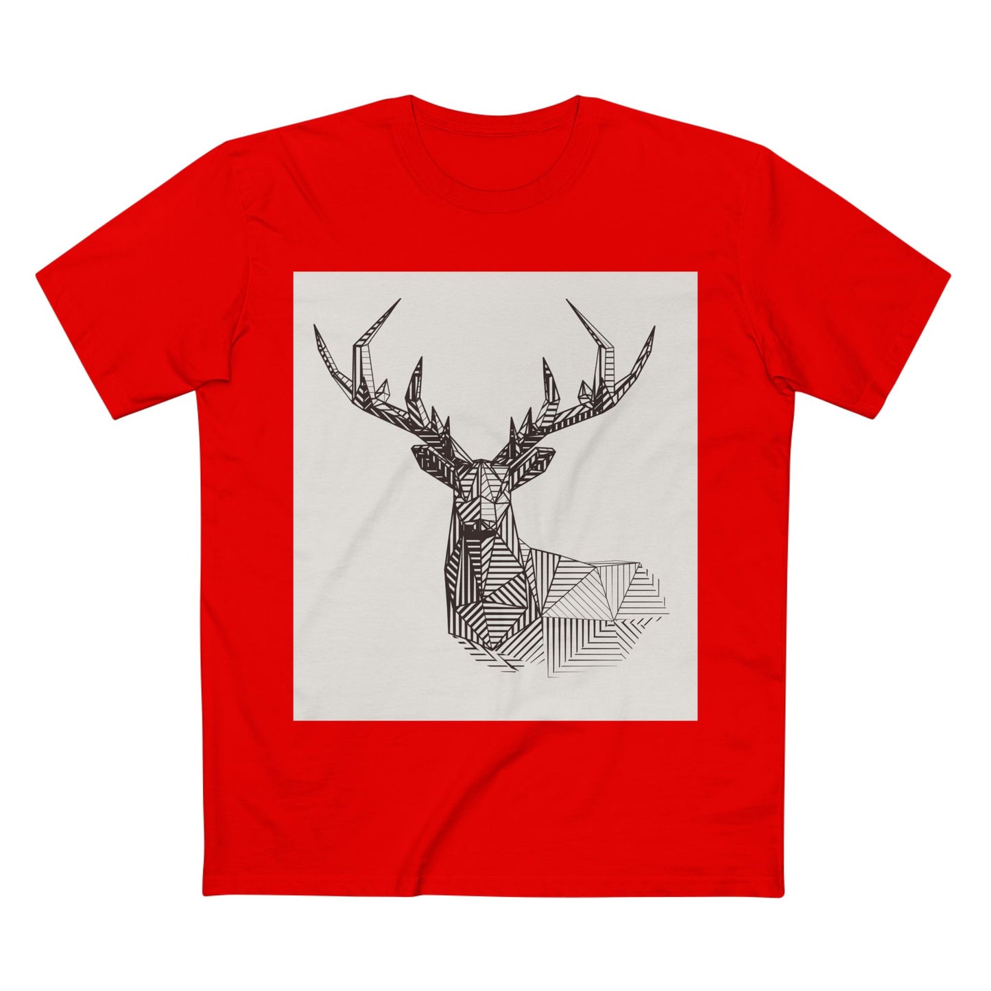 Geometric Deer & Spider Web Adult Staple Tee - Nature-Inspired Graphic T-Shirt for Outdoor Enthusiasts