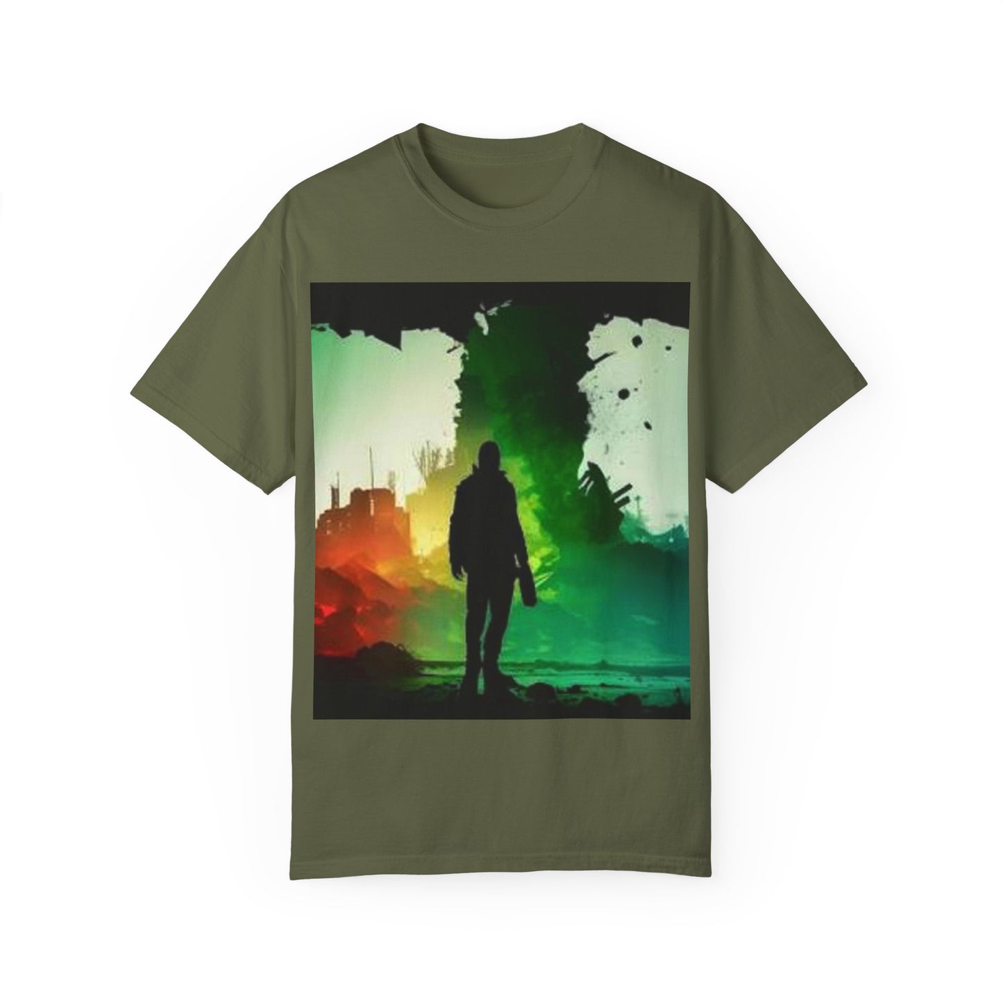 Vintage-Inspired Unisex Garment-Dyed T-Shirt with Artistic Print