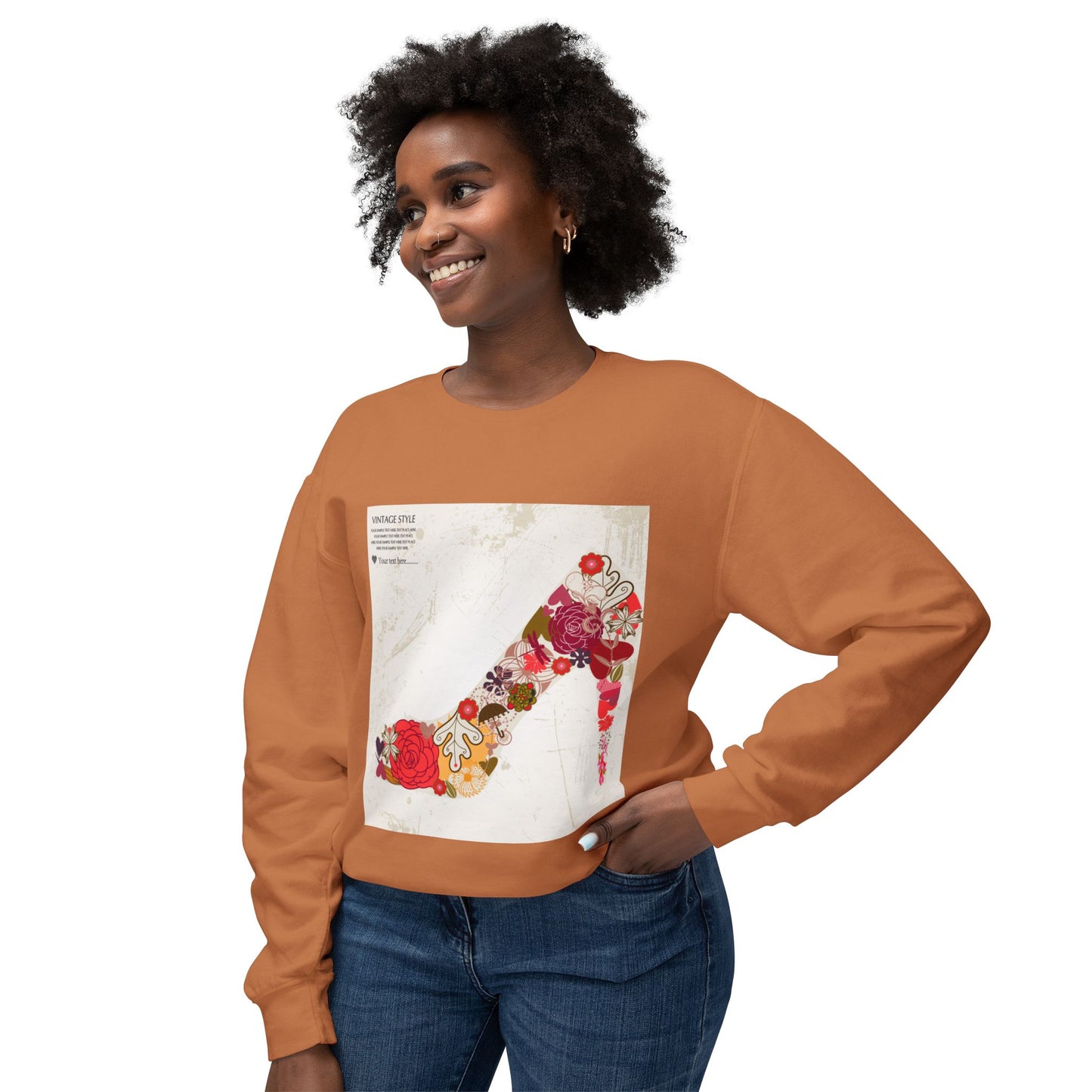 Vintage Floral High Heel Unisex Crewneck Sweatshirt | Stylish & Comfortable
