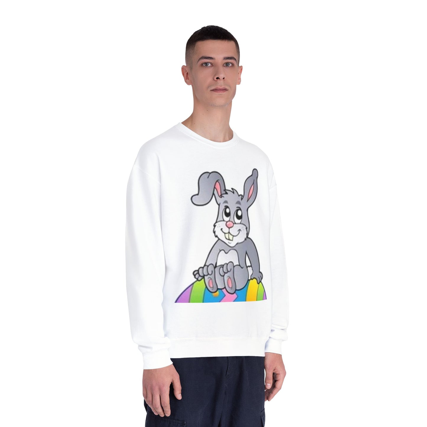Cozy Rabbit Graphic Crewneck Sweatshirt - Perfect for Spring Celebrations