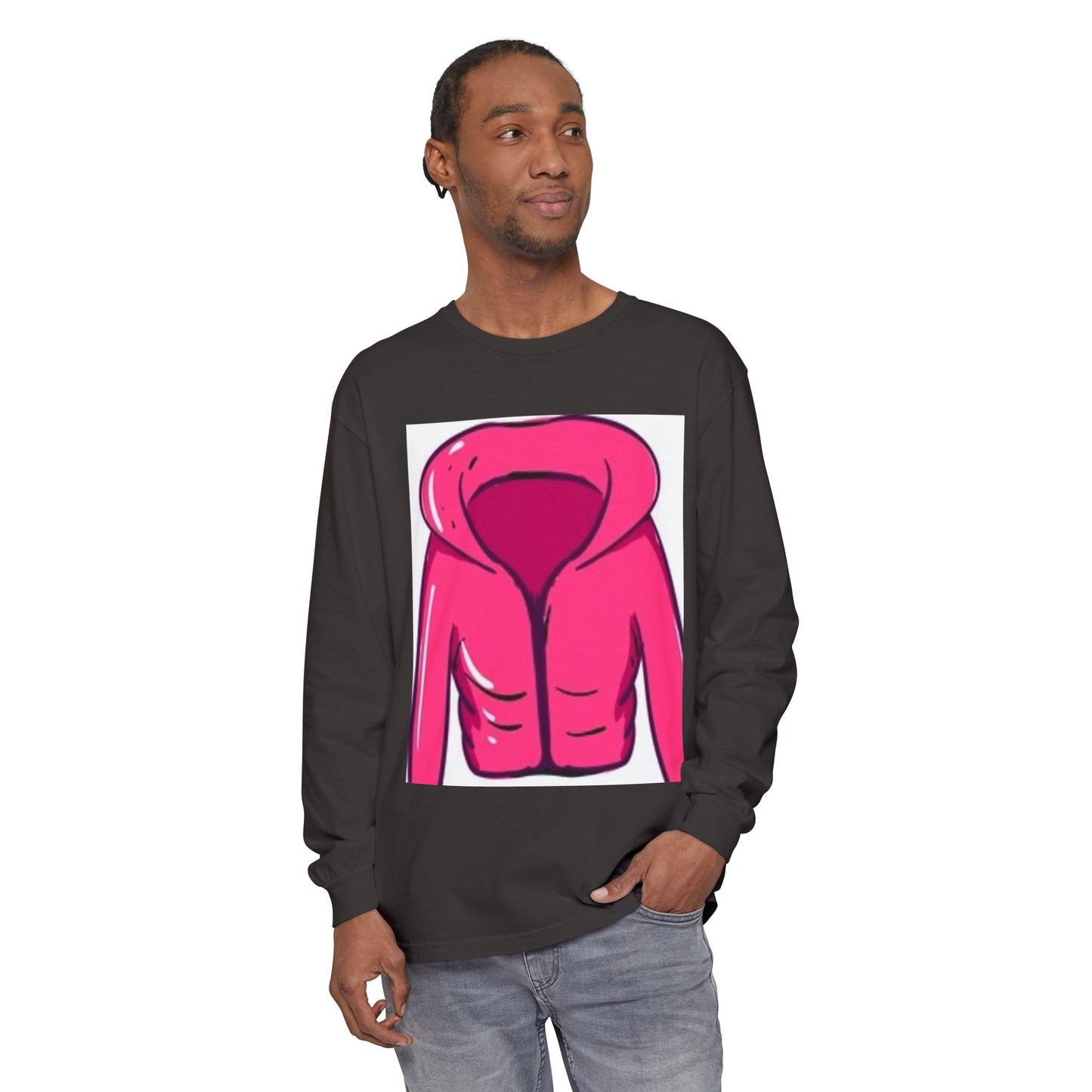 Unisex Garment-Dyed Long Sleeve T-Shirt - Cute Hoodie Print for Casual Wear