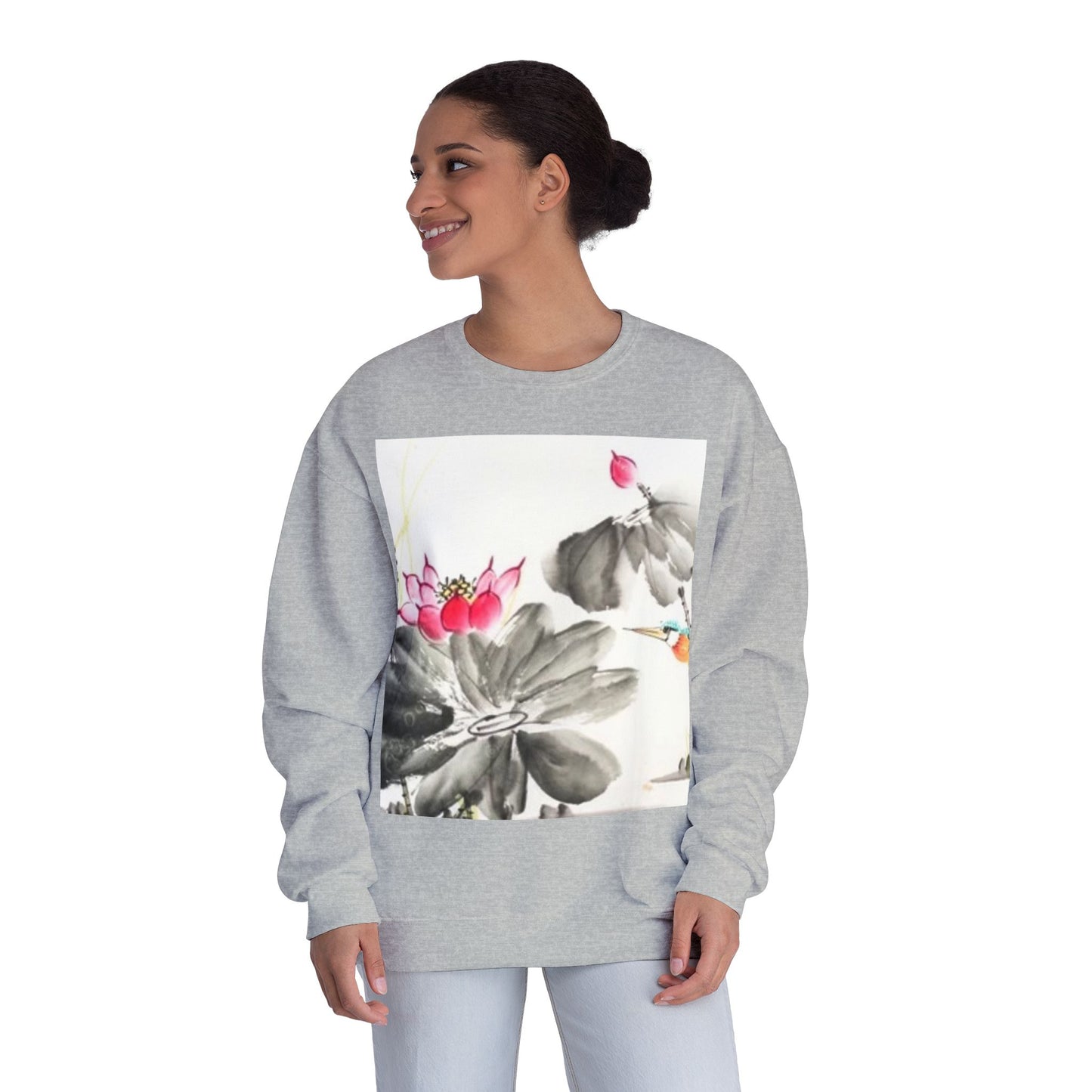 Lotus Blossom Unisex Crewneck Sweatshirt - Cozy Botanical Art Design