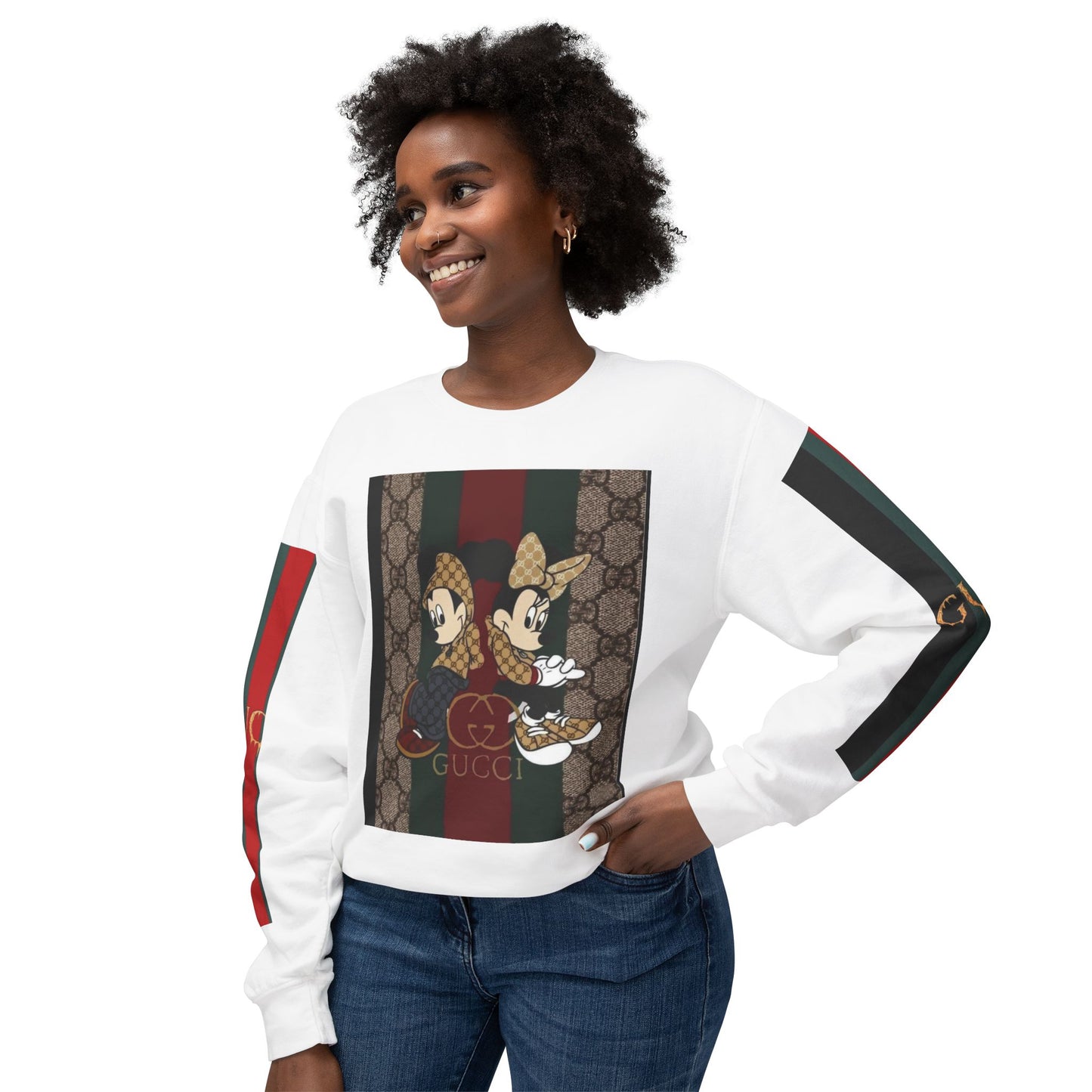 Gucci Inspired Unisex Crewneck Sweatshirt with Mickey & Minnie Design