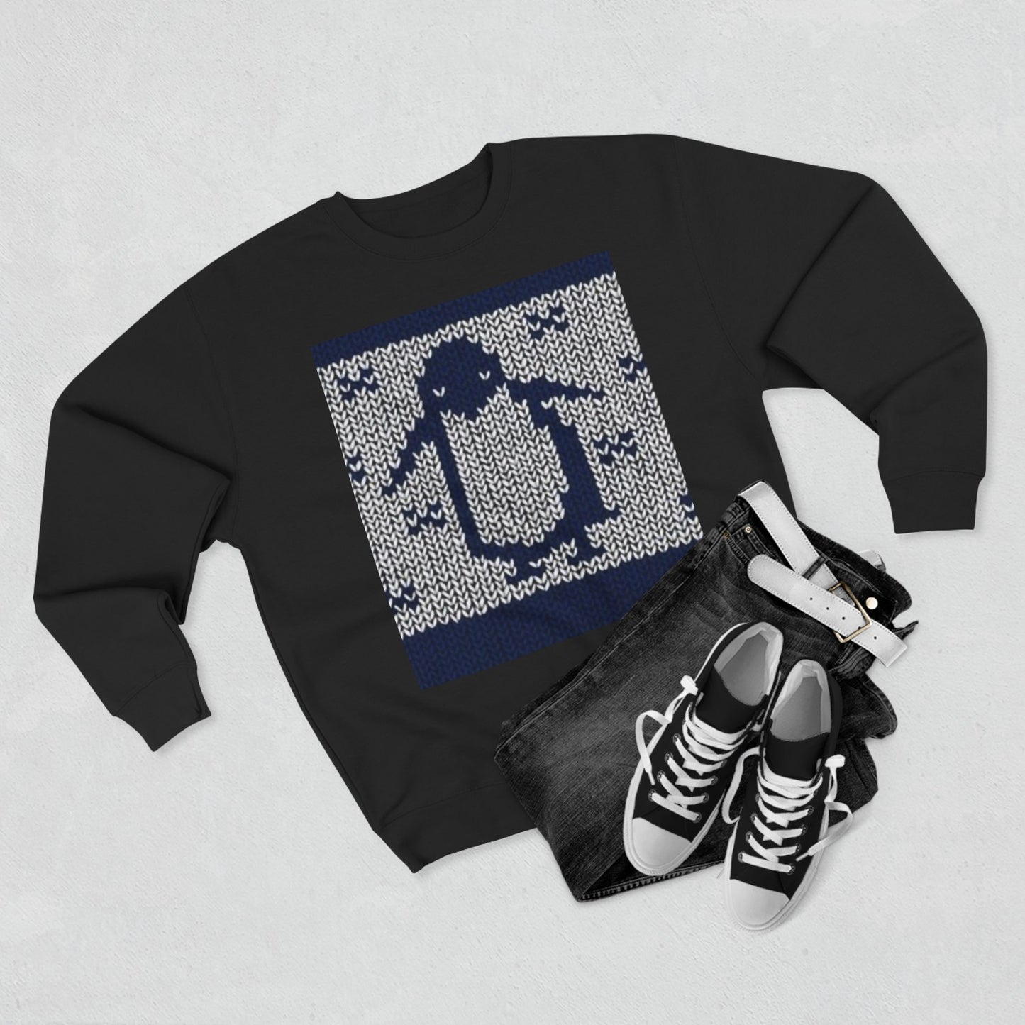 Cozy Penguin Knit Design Unisex Crewneck Sweatshirt